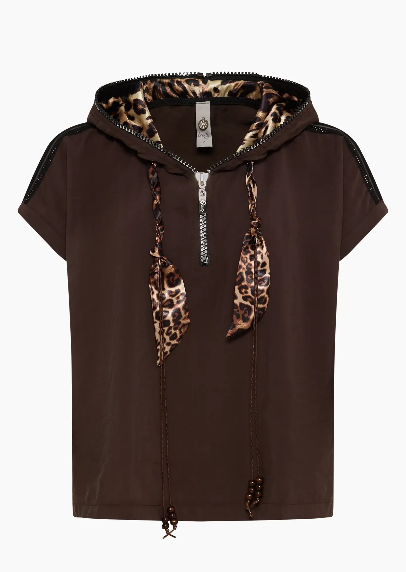 Leichte Modalbluse mit Animal-Details, taupe