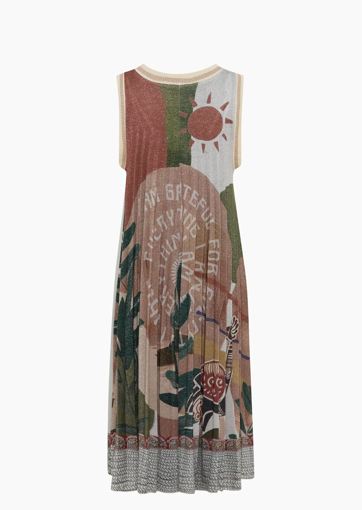 Kleid in Strickoptik, khaki-offwhite