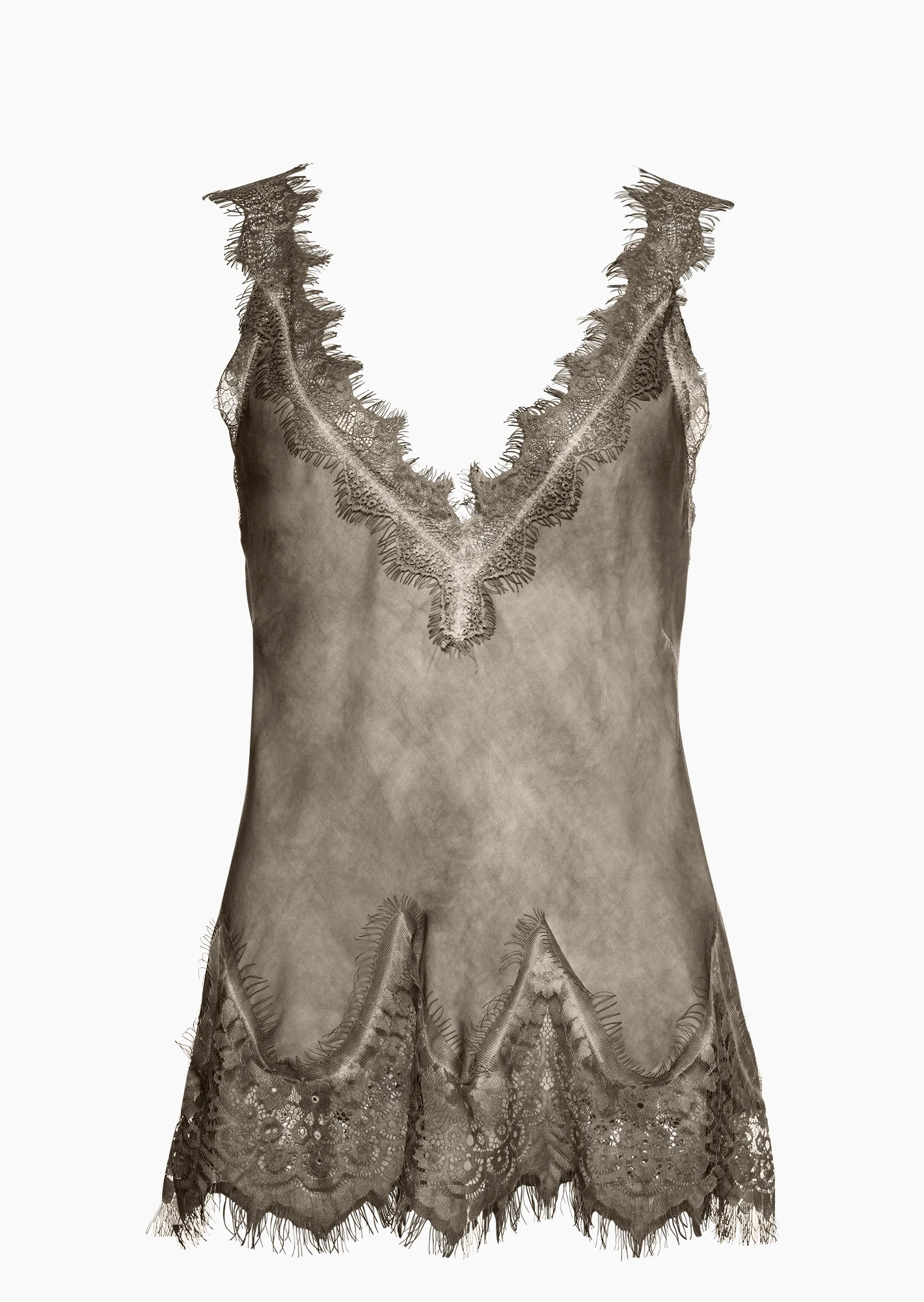 Basic Top aus Viskose-Satin, fango