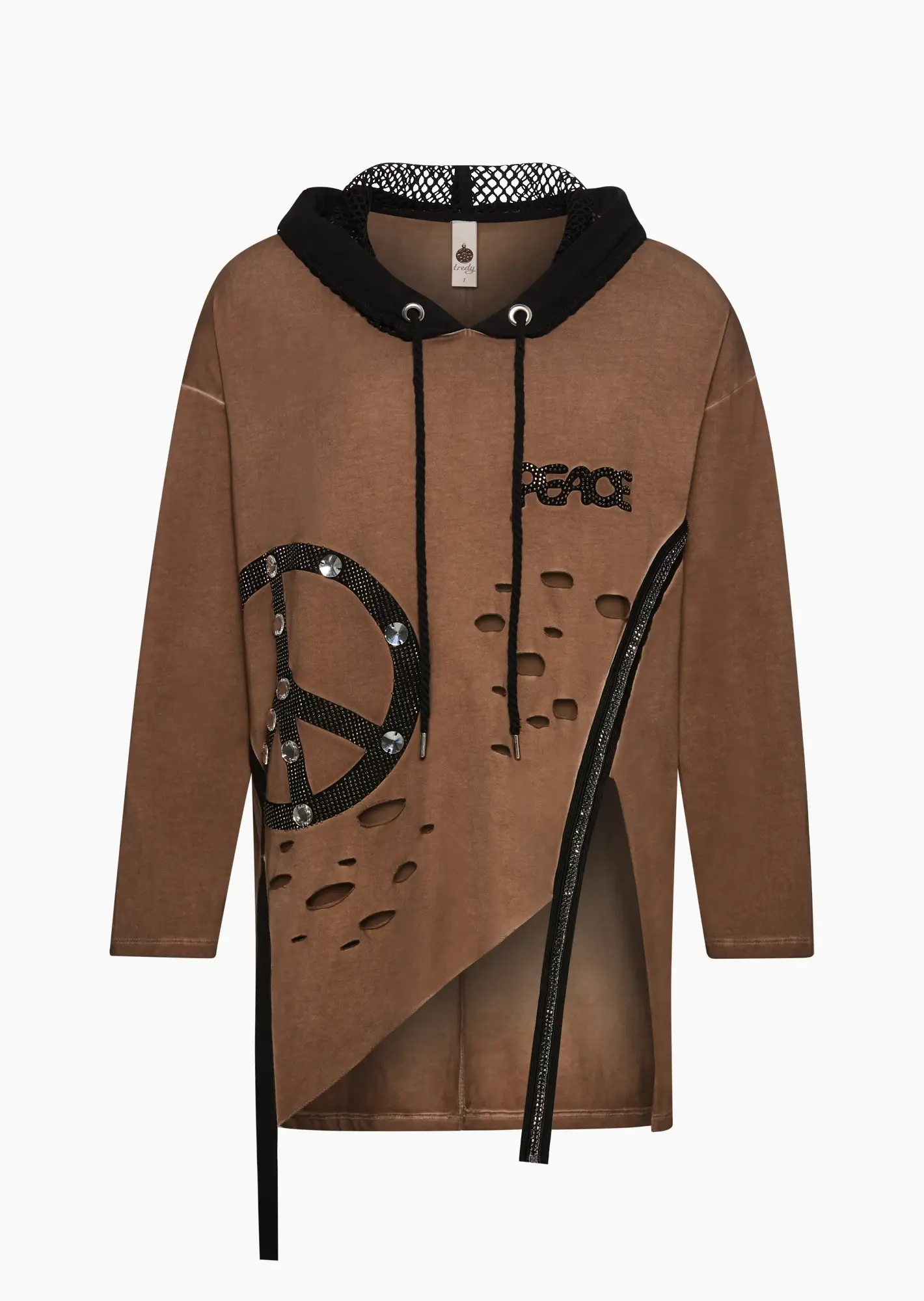 Langarmshirt 'Peace', cappuccino