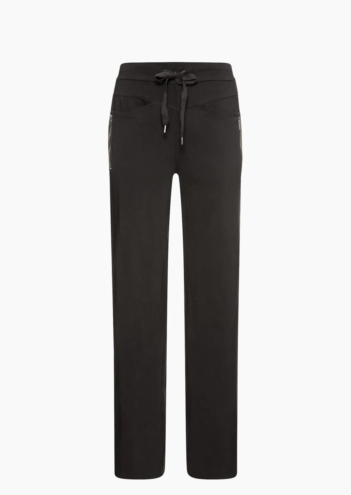 Wide Leg mit dekorativen Reißverschlüssen, schwarz