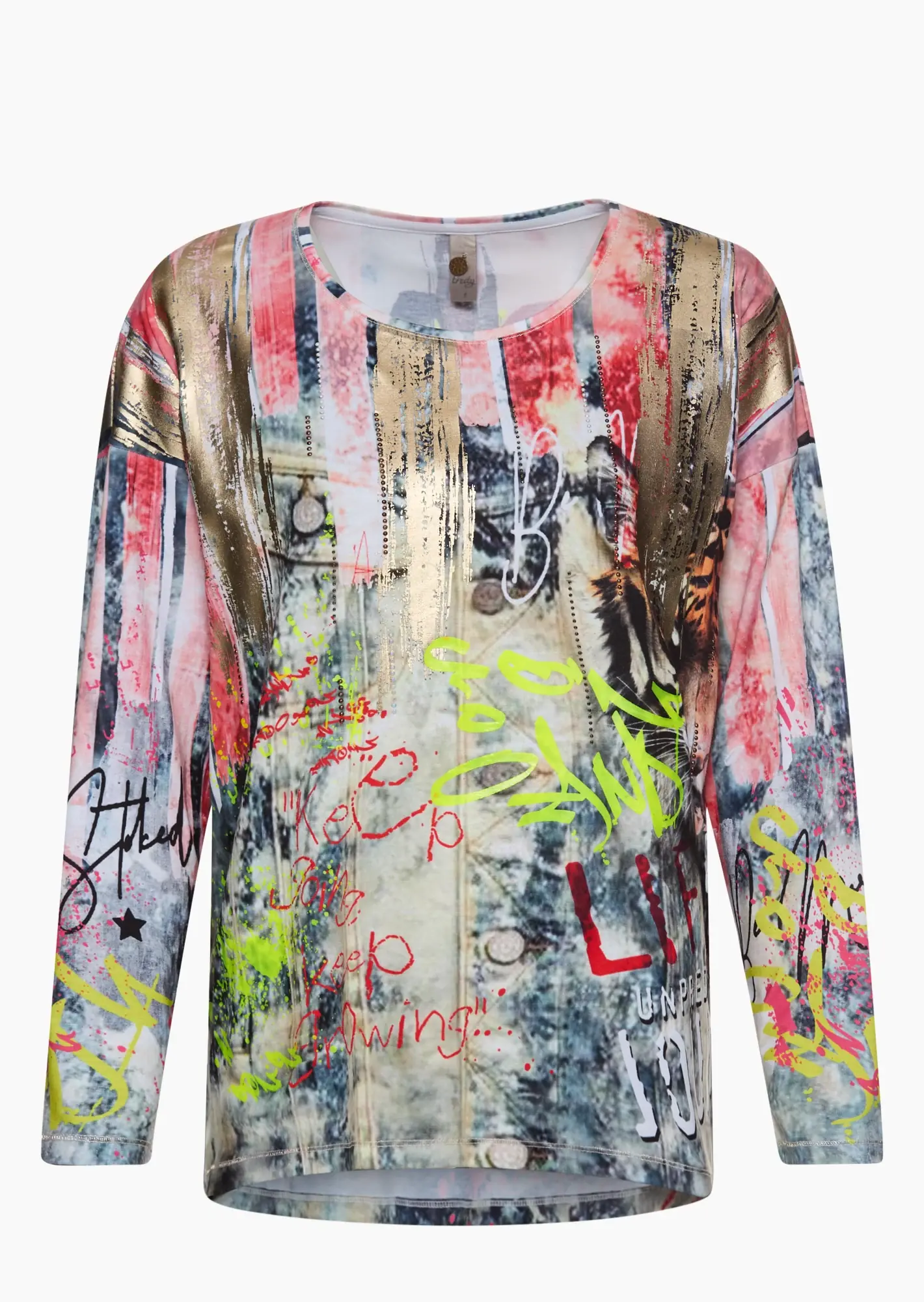 Langarmshirt mit Alloverprint, bunt
