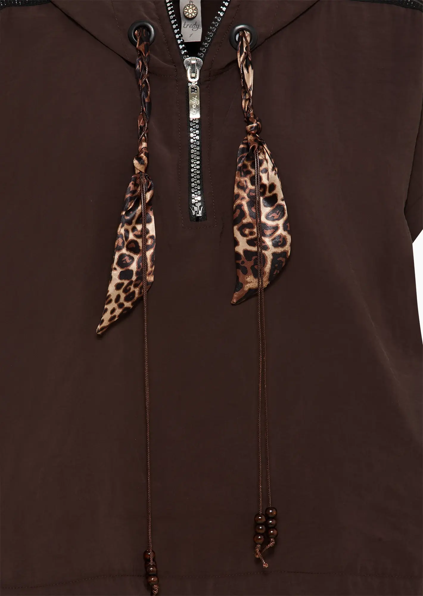 Leichte Modalbluse mit Animal-Details, taupe