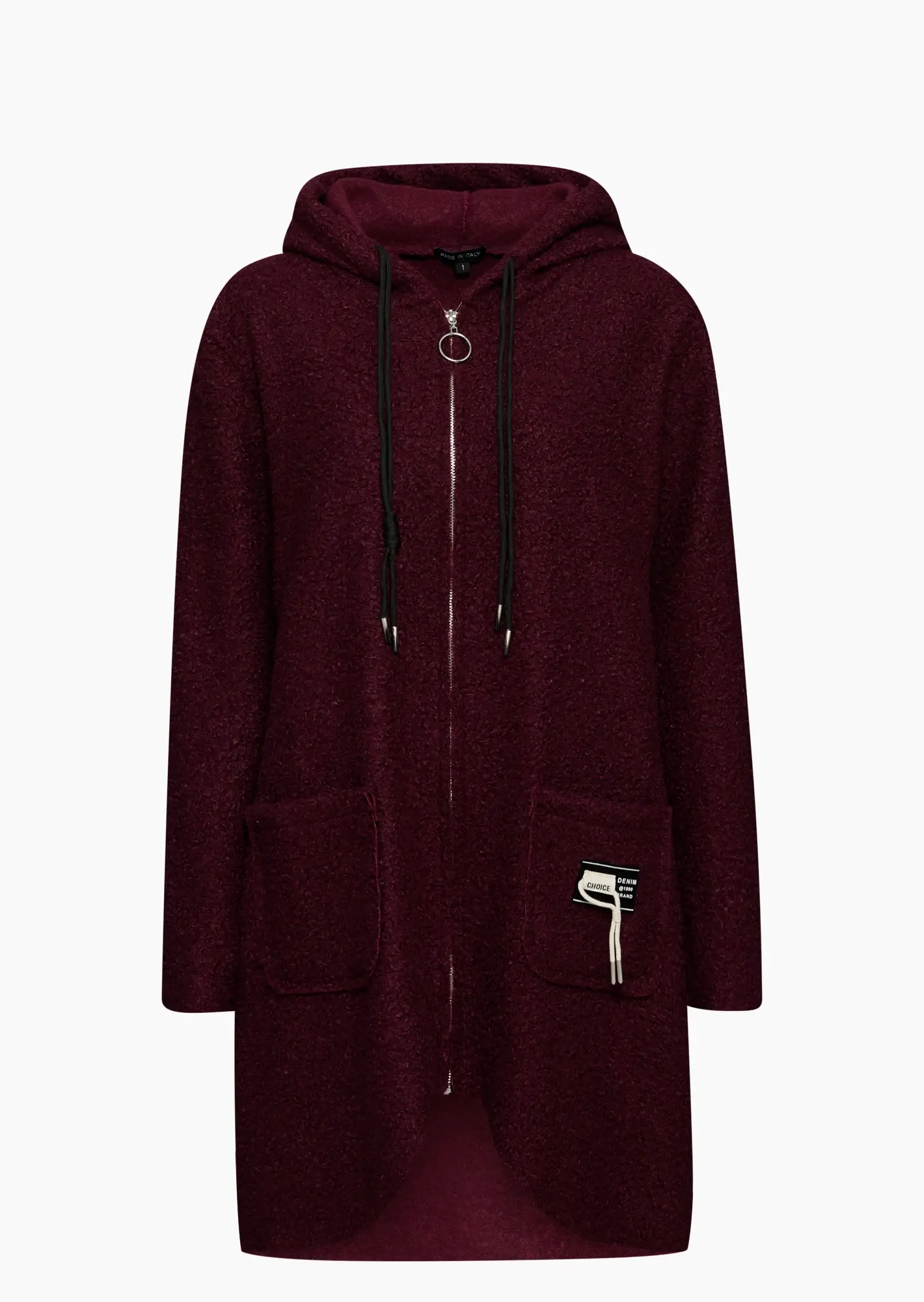 Mantel in kuscheliger Woll-Optik, burgund