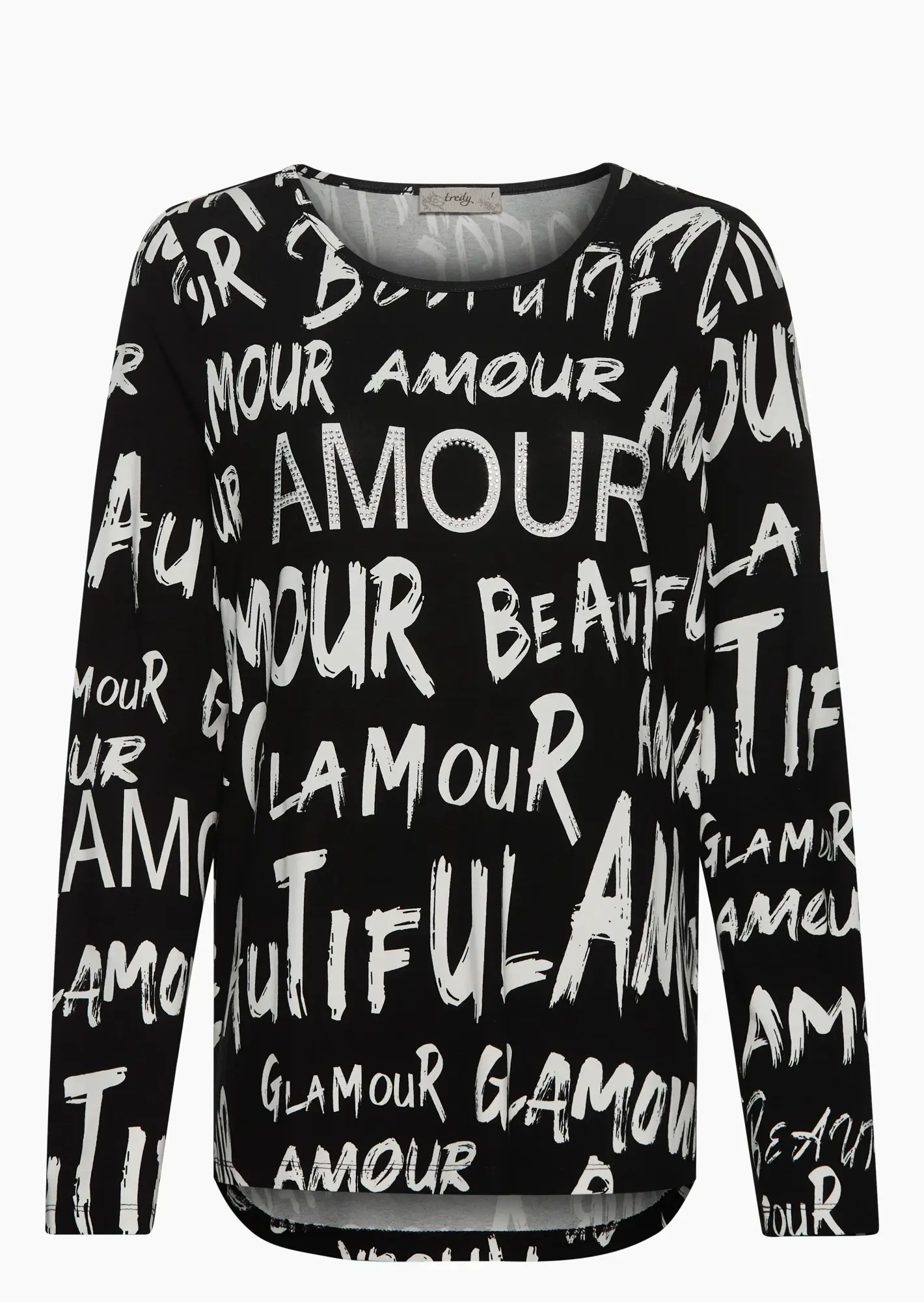 Langarmshirt 'Amour', schwarz