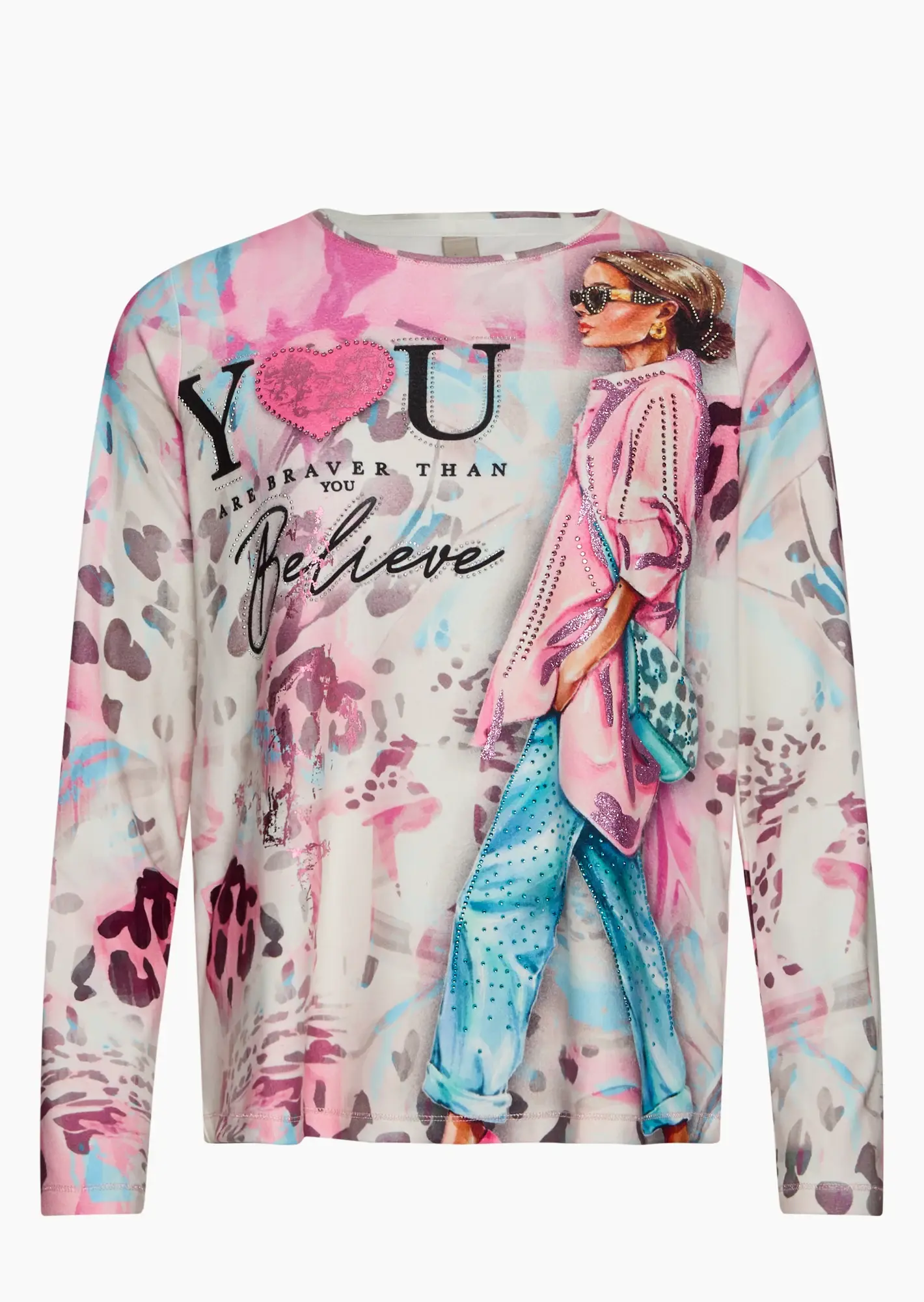 Langarmshirt 'YOU', pink