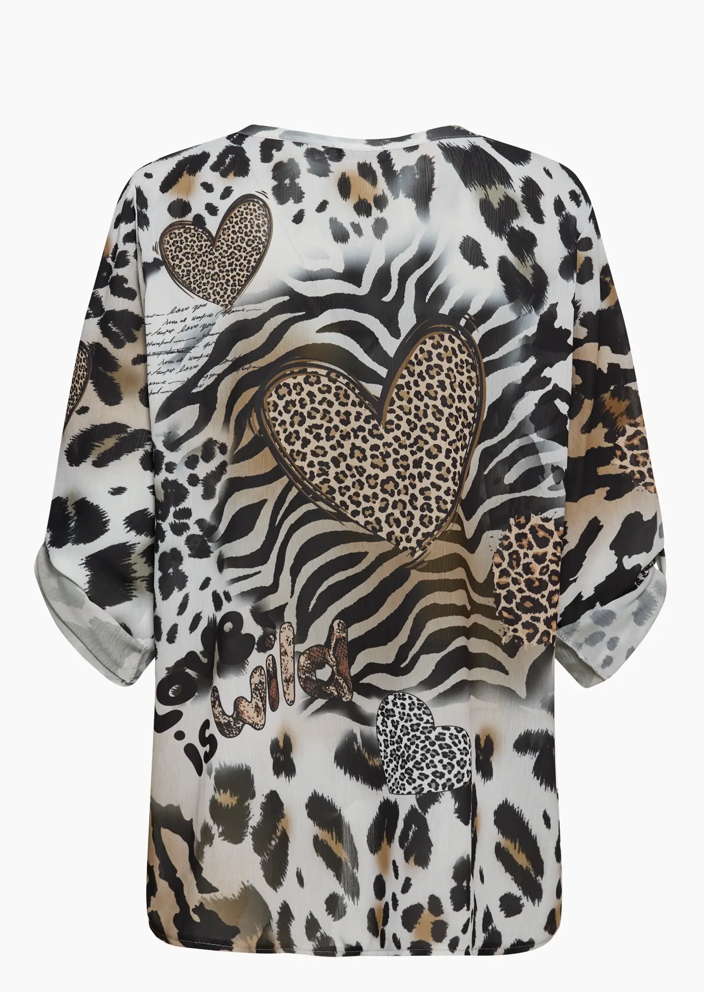 transparente Bluse im Animalprint, schwarz-weiss
