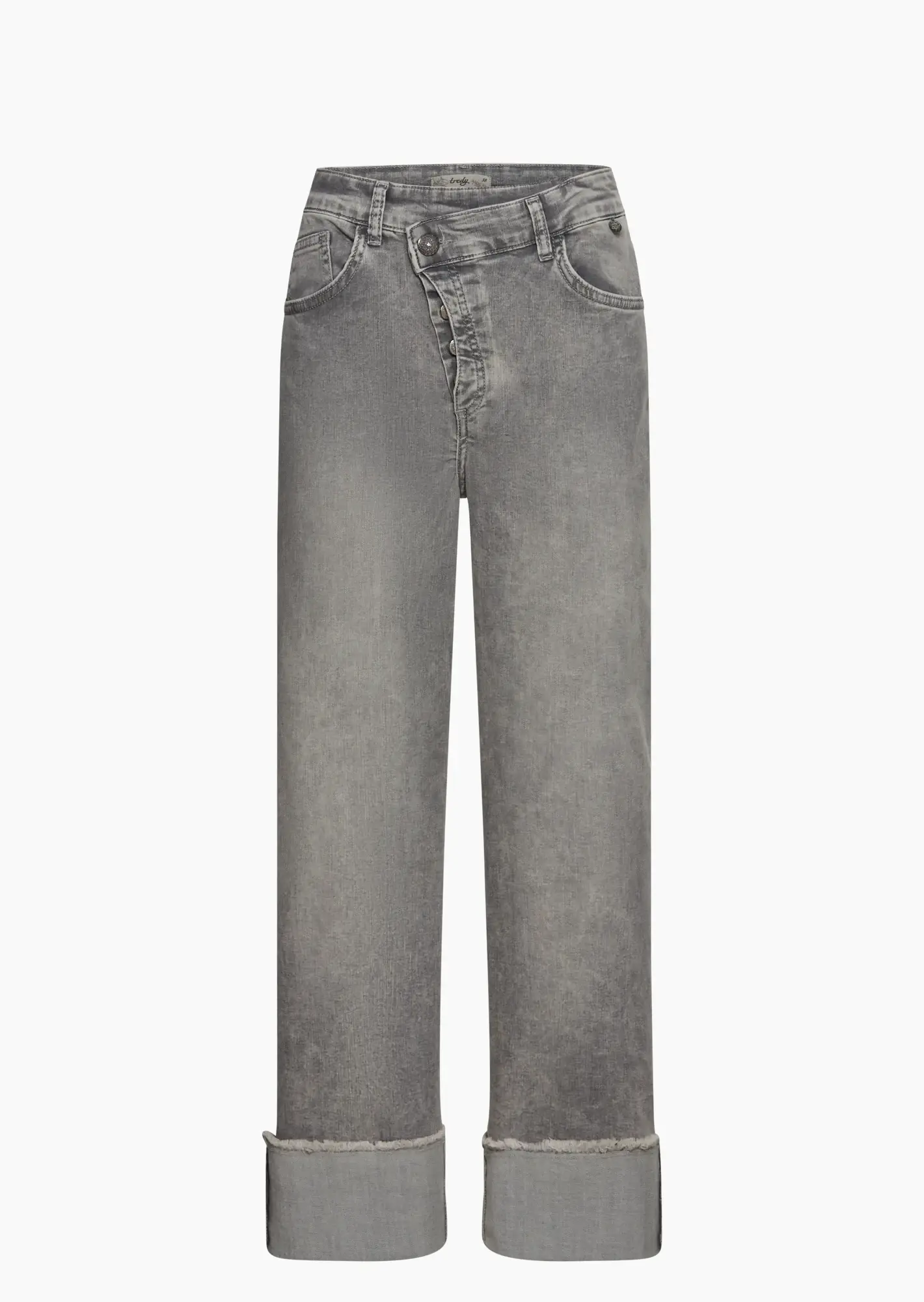 Wide Leg Jeans mit Umschlag, grey denim