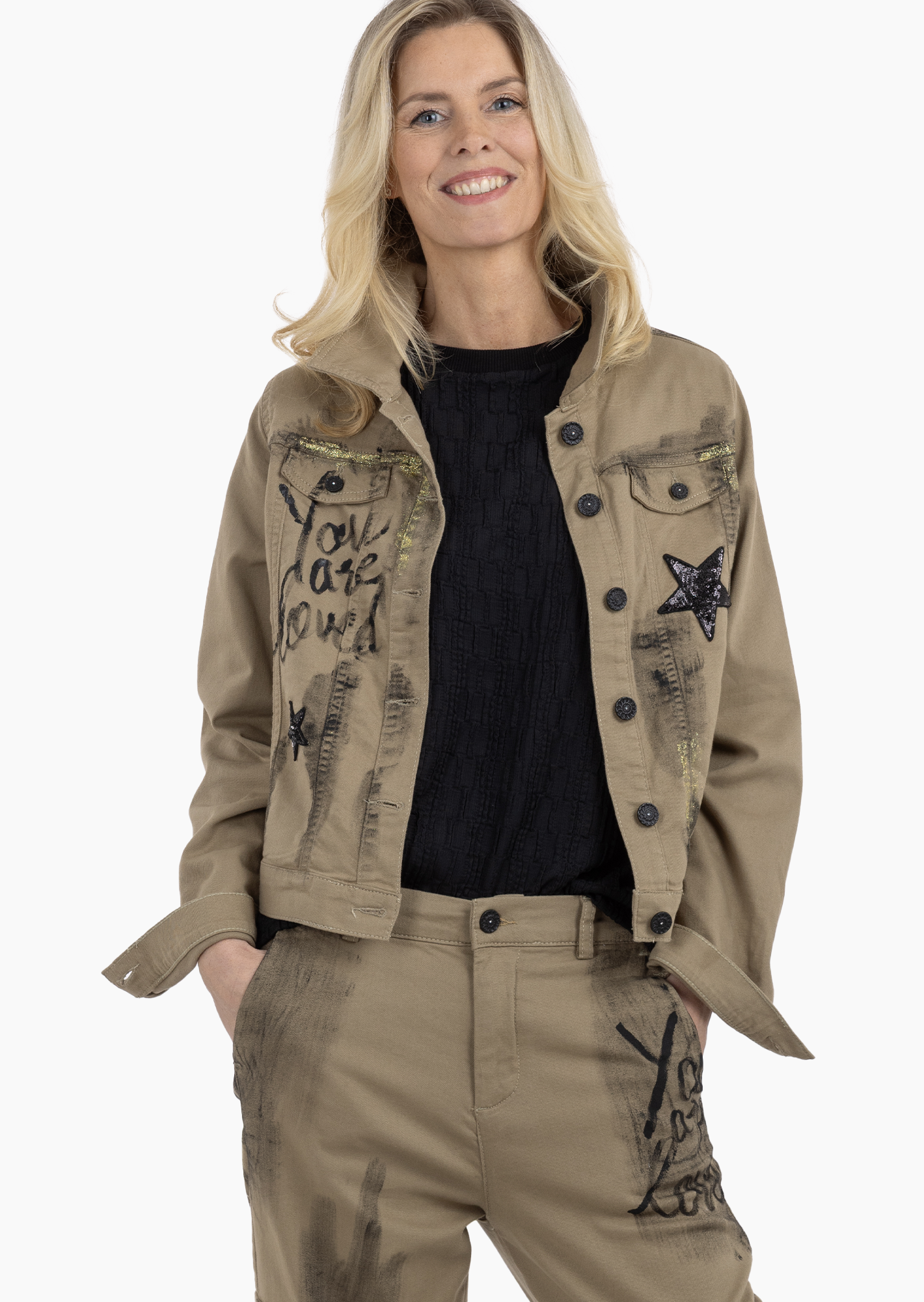 Jeansjacke 'You are loved', toffee