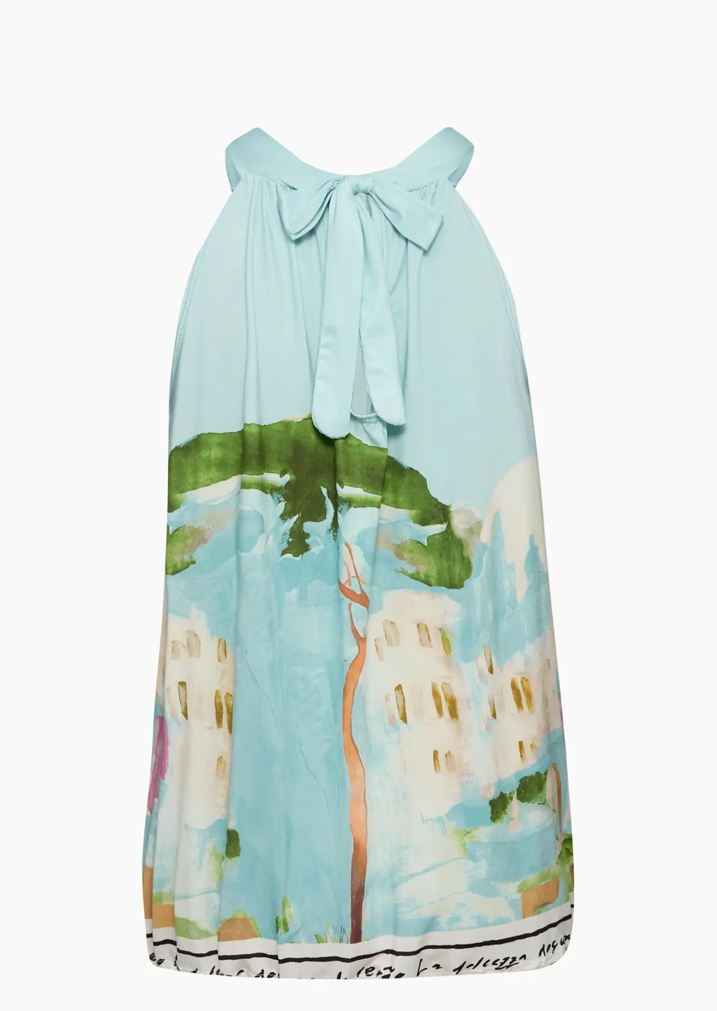 Leichtes Neckholdertop im sommerlichen Print, misty green