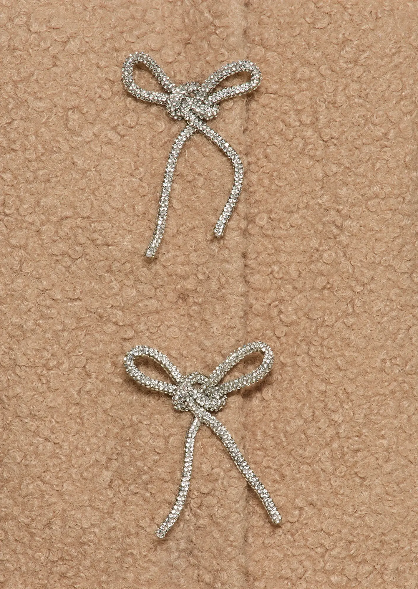 Bouclé-Jacke mit Schleifen, sand