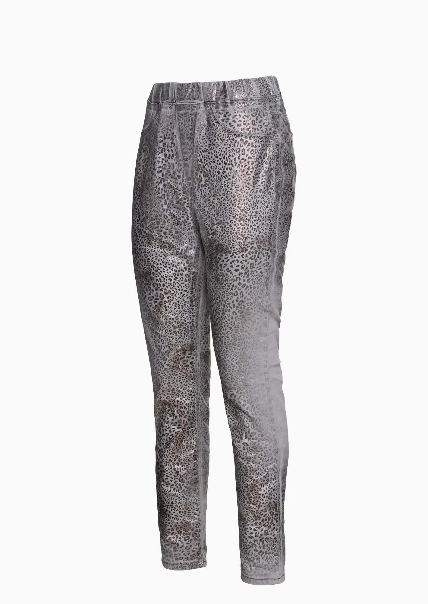 Jeggings im Leo-Look, light grey