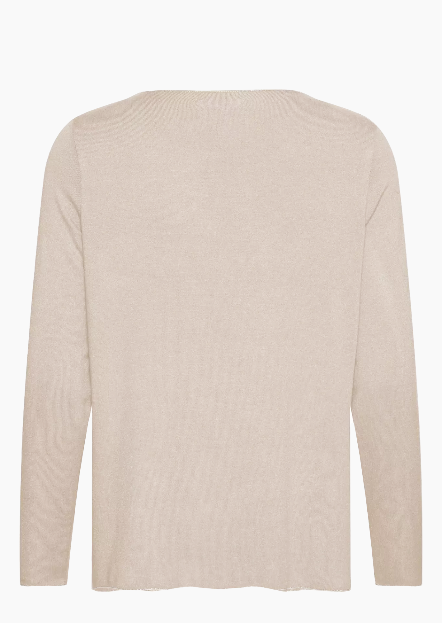 Langarmshirt in Feinstrick, crema