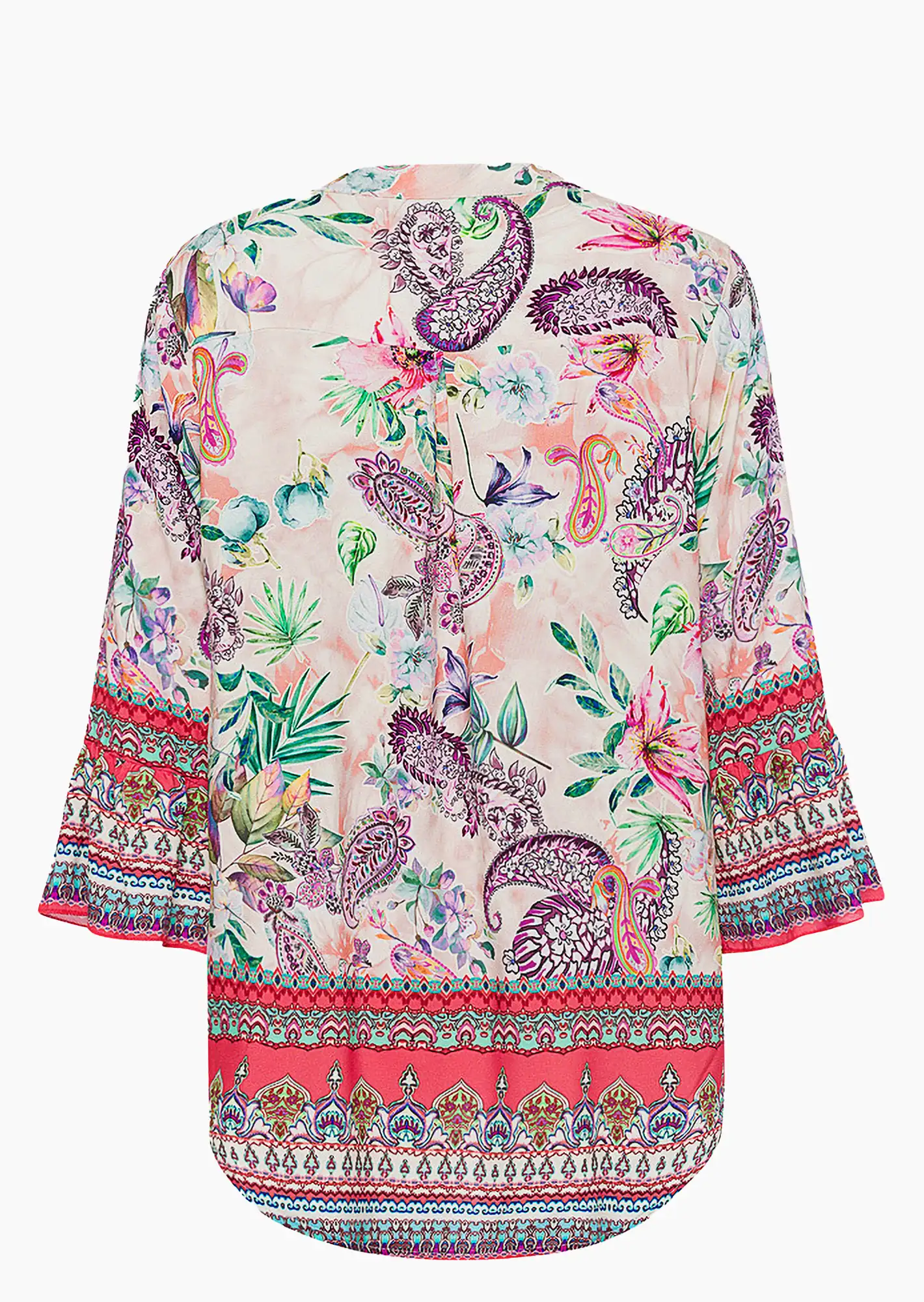 Satin-Bluse im Alloverprint, koralle