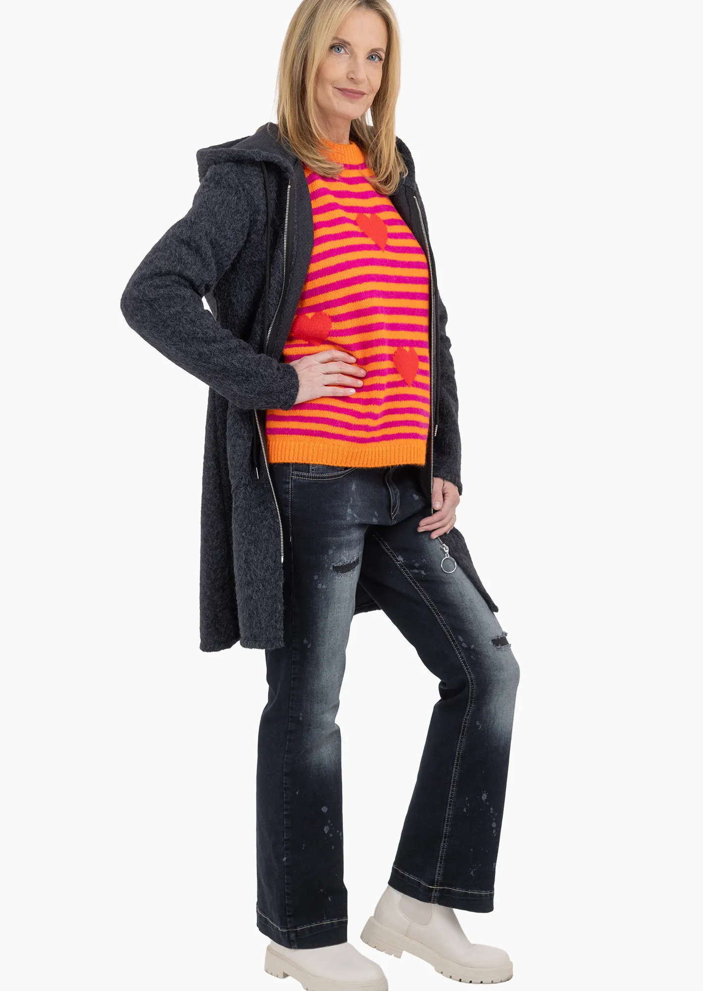 Jeans im Bootcut-Schnitt, blue black denim