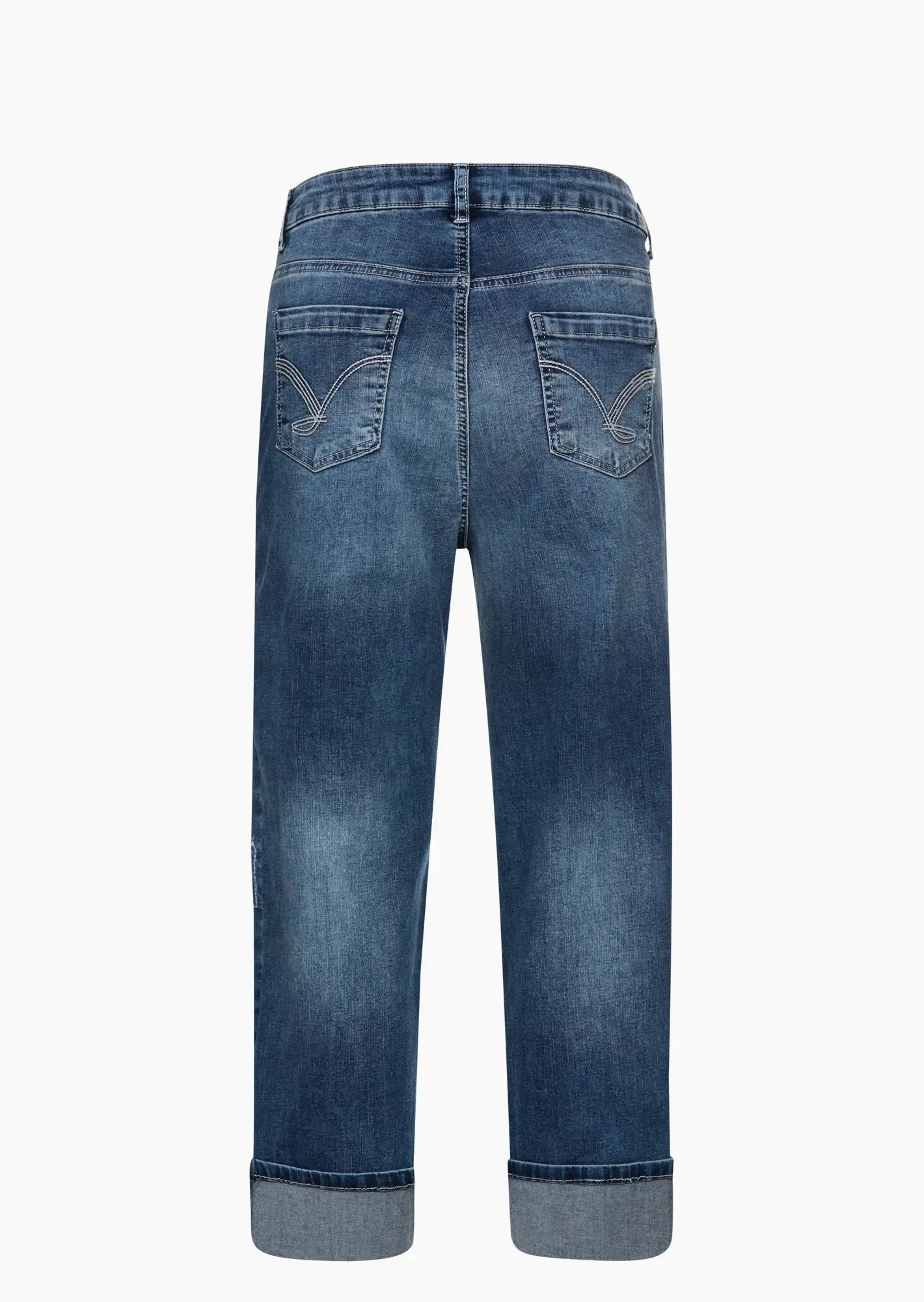 Wide Leg Jeans mit Patches, blue denim