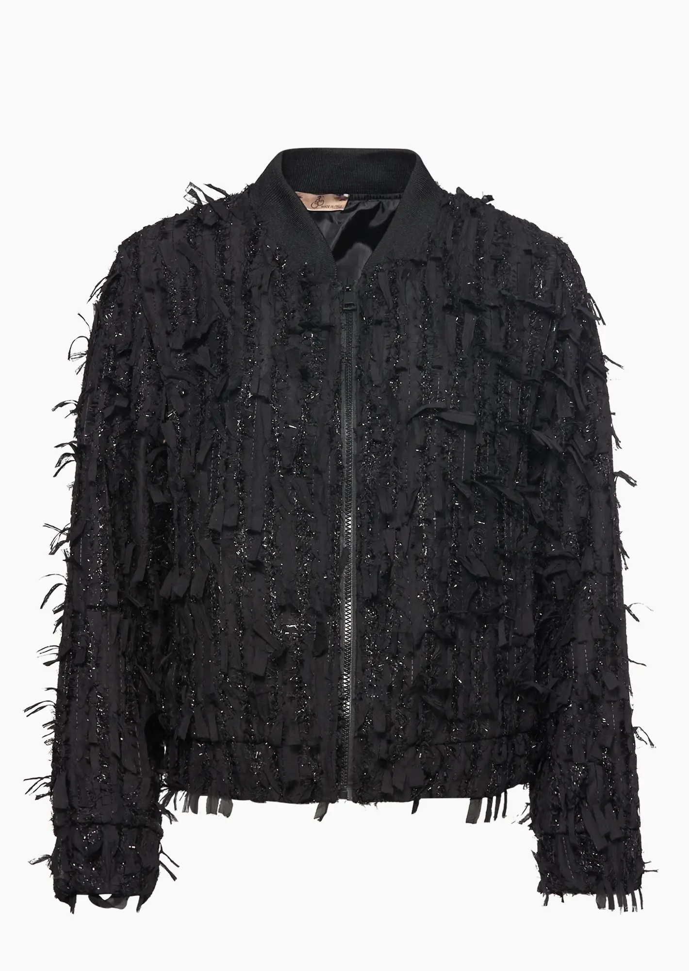 Jacke mit Glitzer & Fransen, schwarz