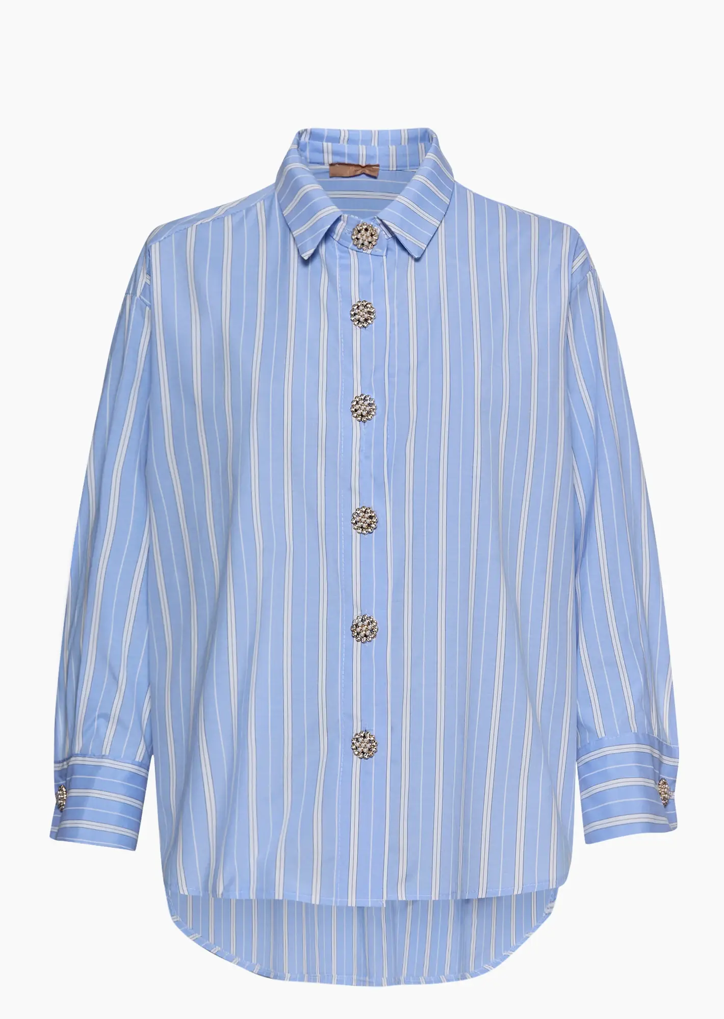 gestreifte Bluse mit Zierknöpfen, blau-weiß