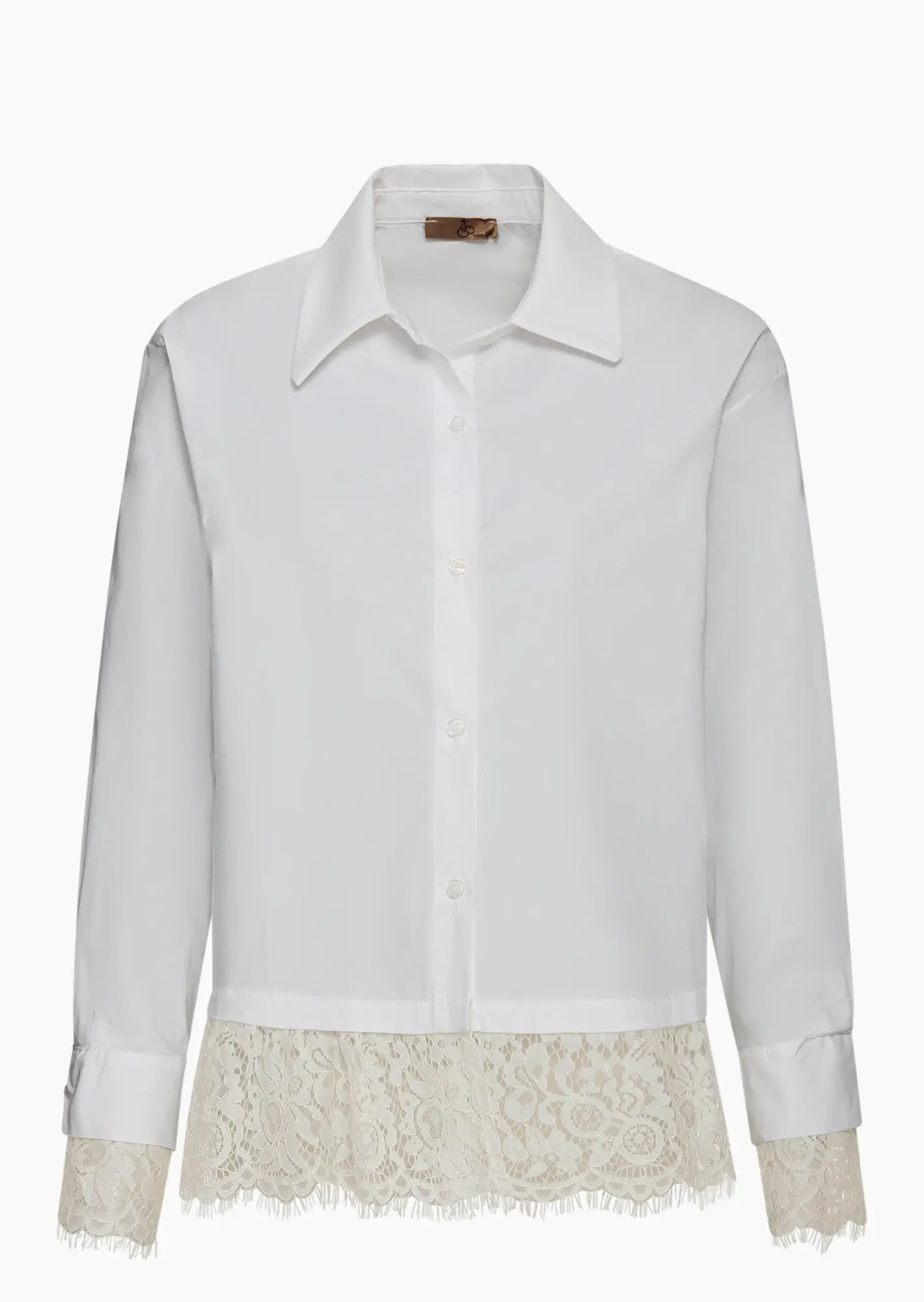 Hemdbluse mit Spitze, weiß