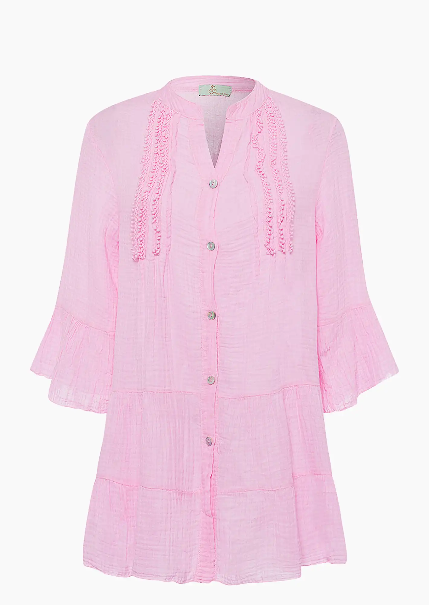 Bluse aus Musselin, pink fluro