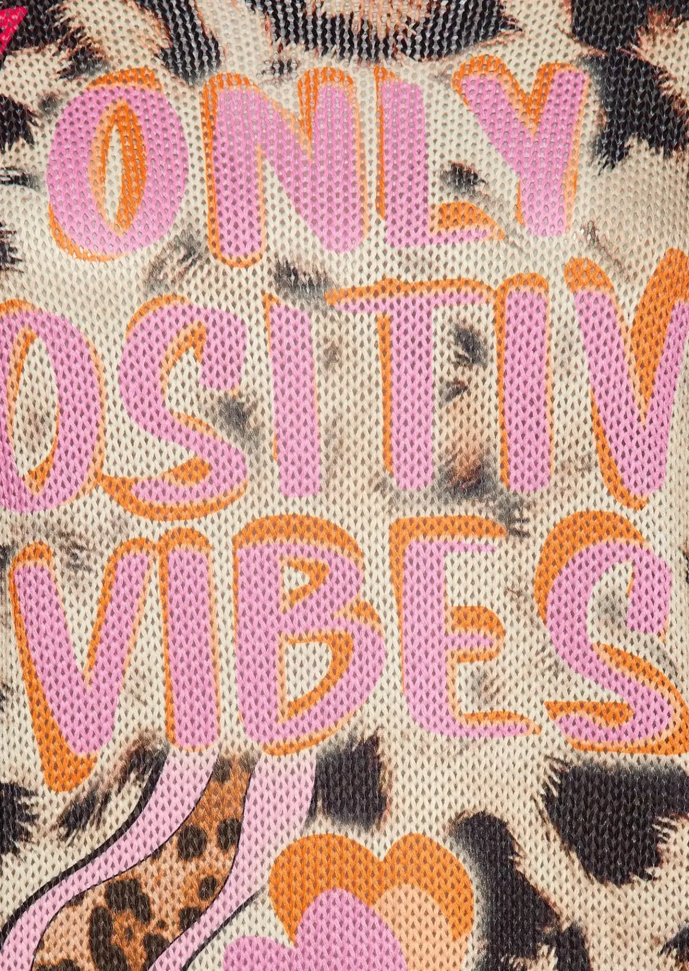 Stylischer Print-Strickpullover 'Only Positive Vibes', bunt