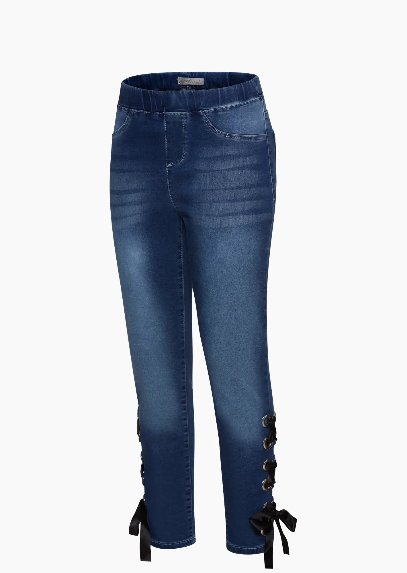 Jeggings mit dekorativer Schnürung, blue denim