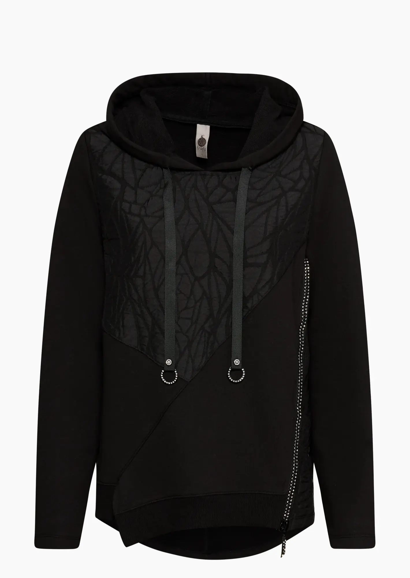Sweatshirt mit Strukturstoff, schwarz