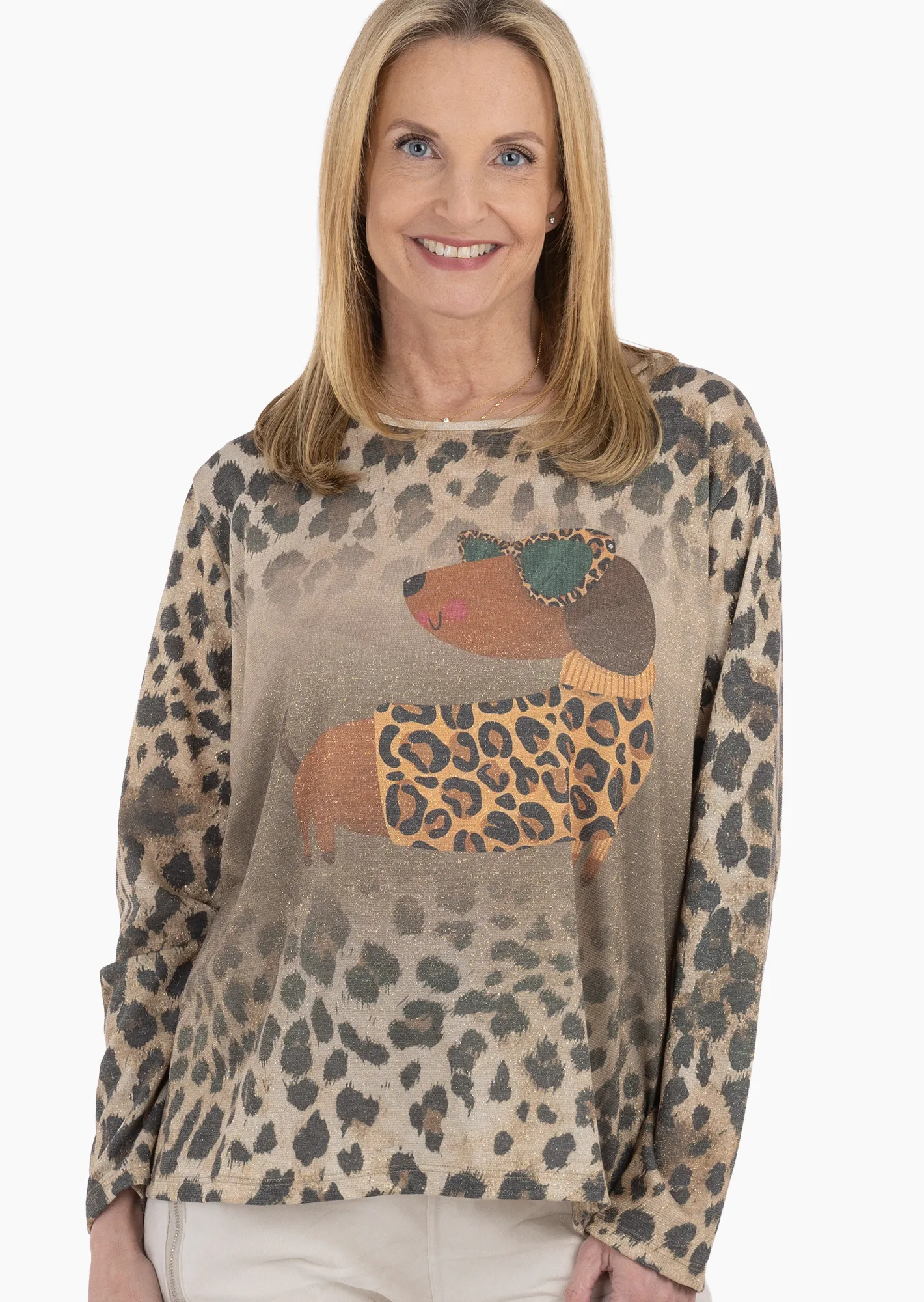 Langarmshirt im Glitzer-Style, sand