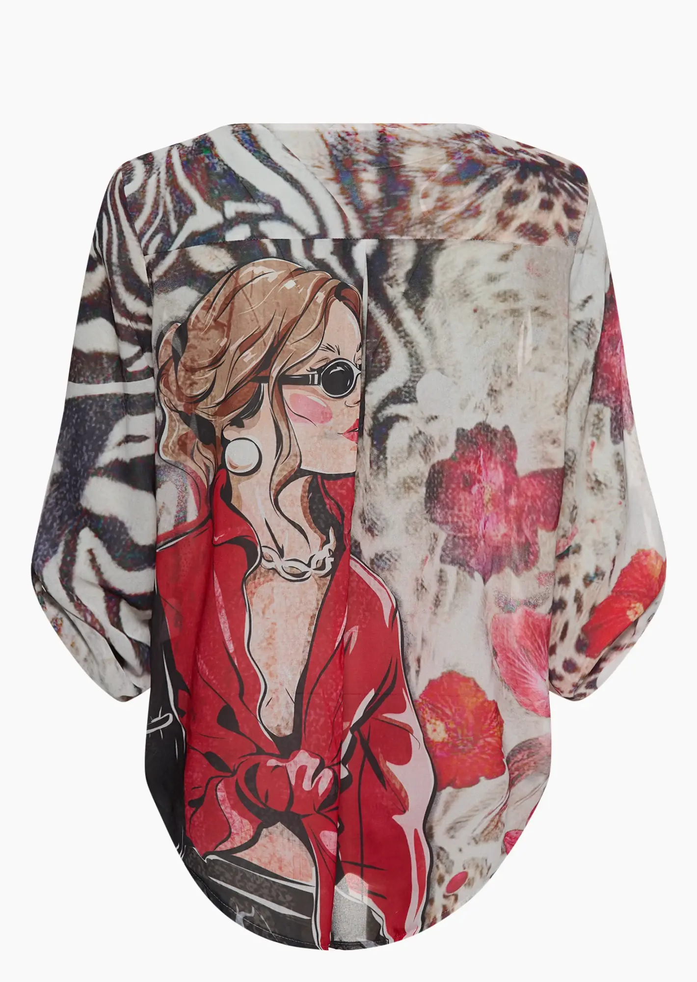 transparente Bluse 'Woman', crema-schwarz