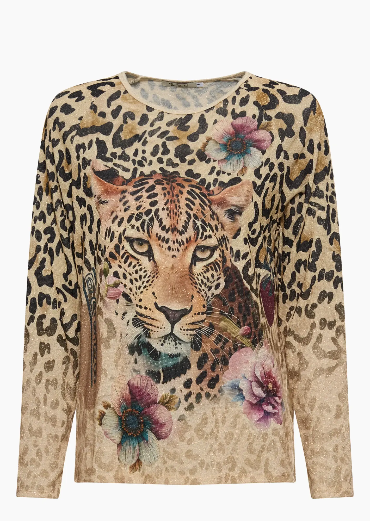 Langarmshirt im Glitzer-Style, crema-schwarz