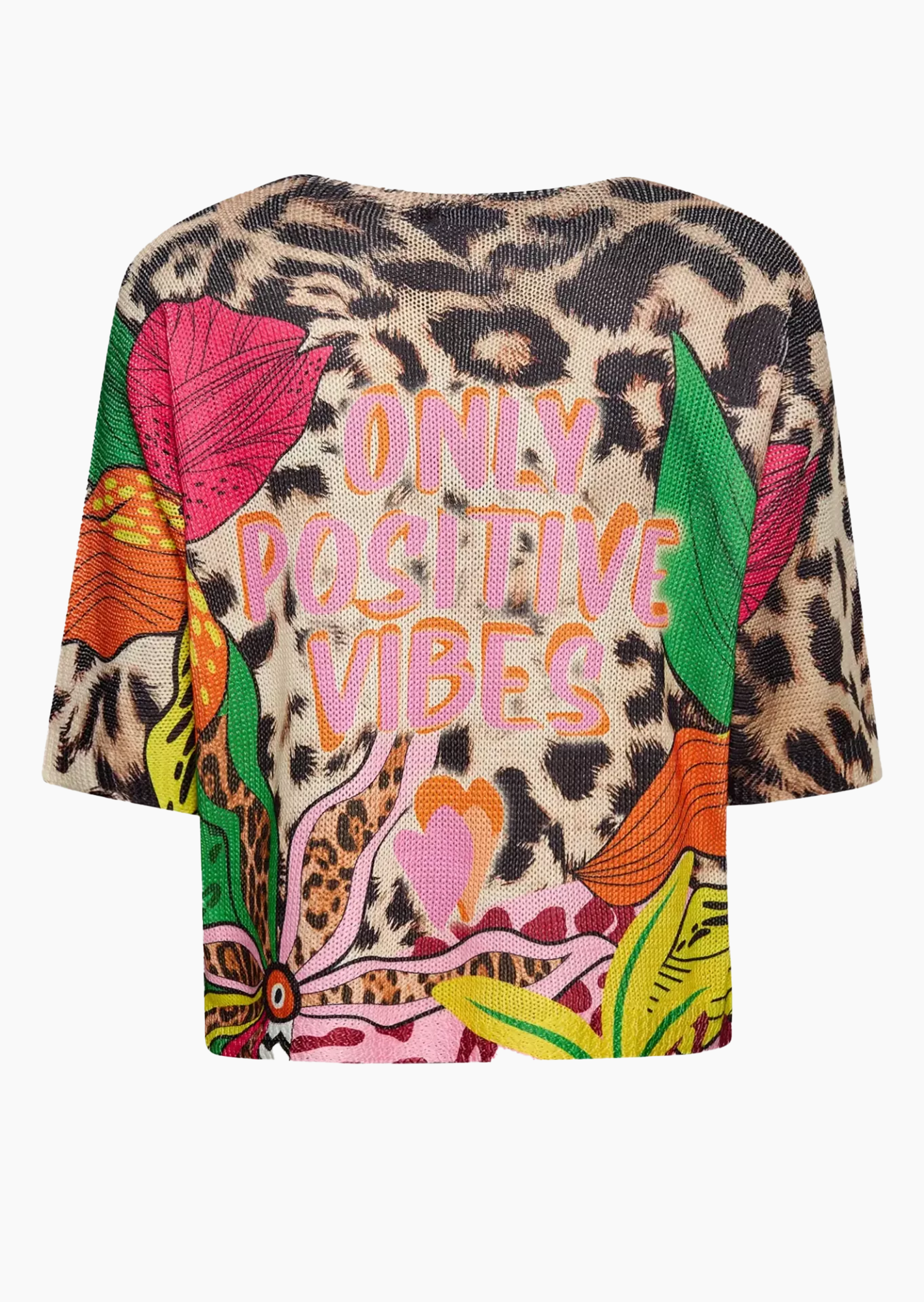 Stylischer Print-Strickpullover 'Only Positive Vibes', bunt
