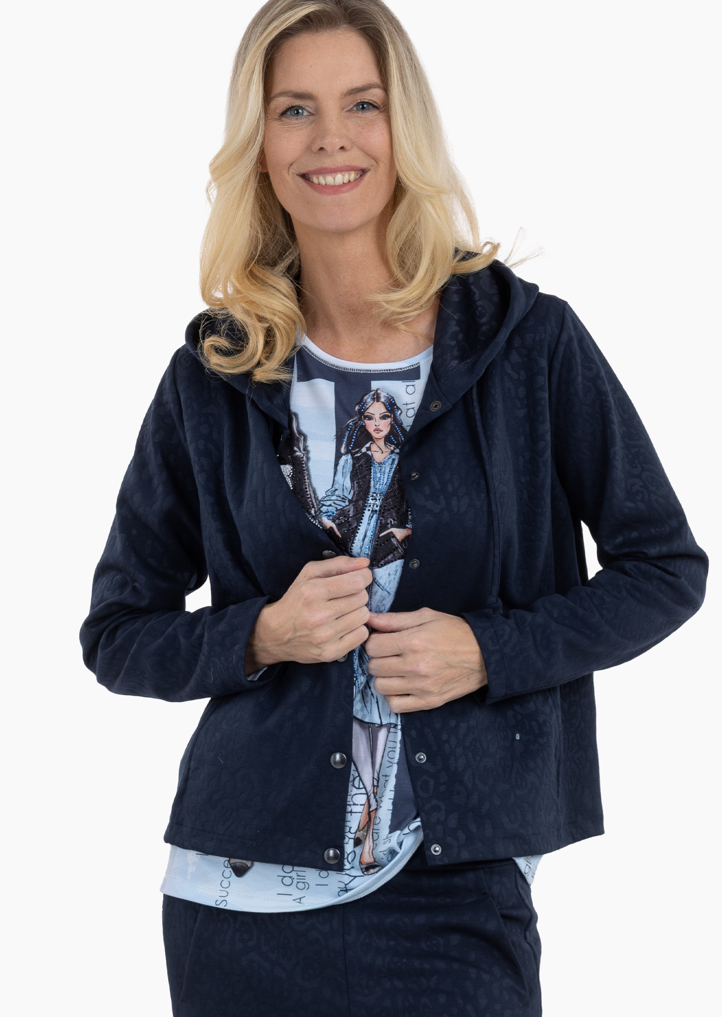 Sweatjacke mit Leoprägung, navy