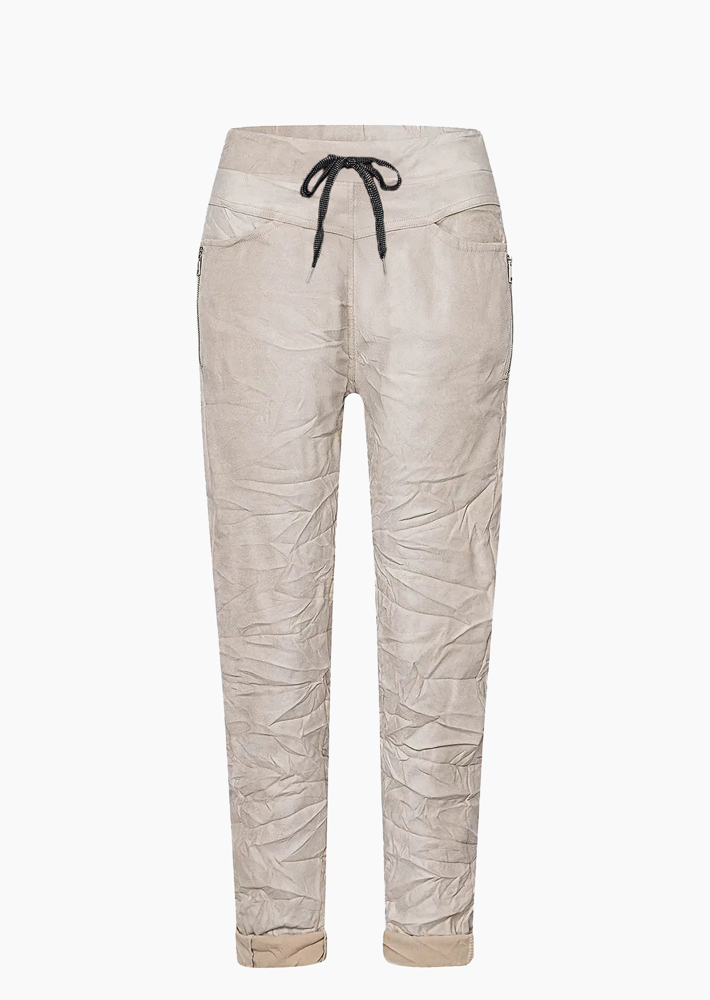 Joggpants in Suede-Optik, crema