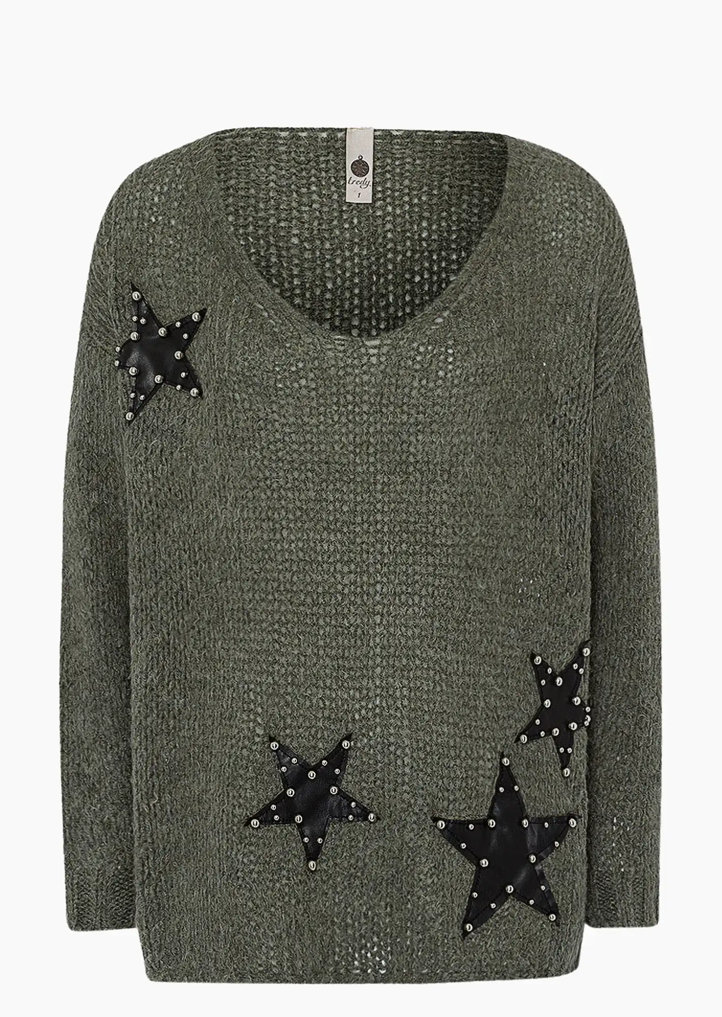 Strickpullover 'Sterne', oliv