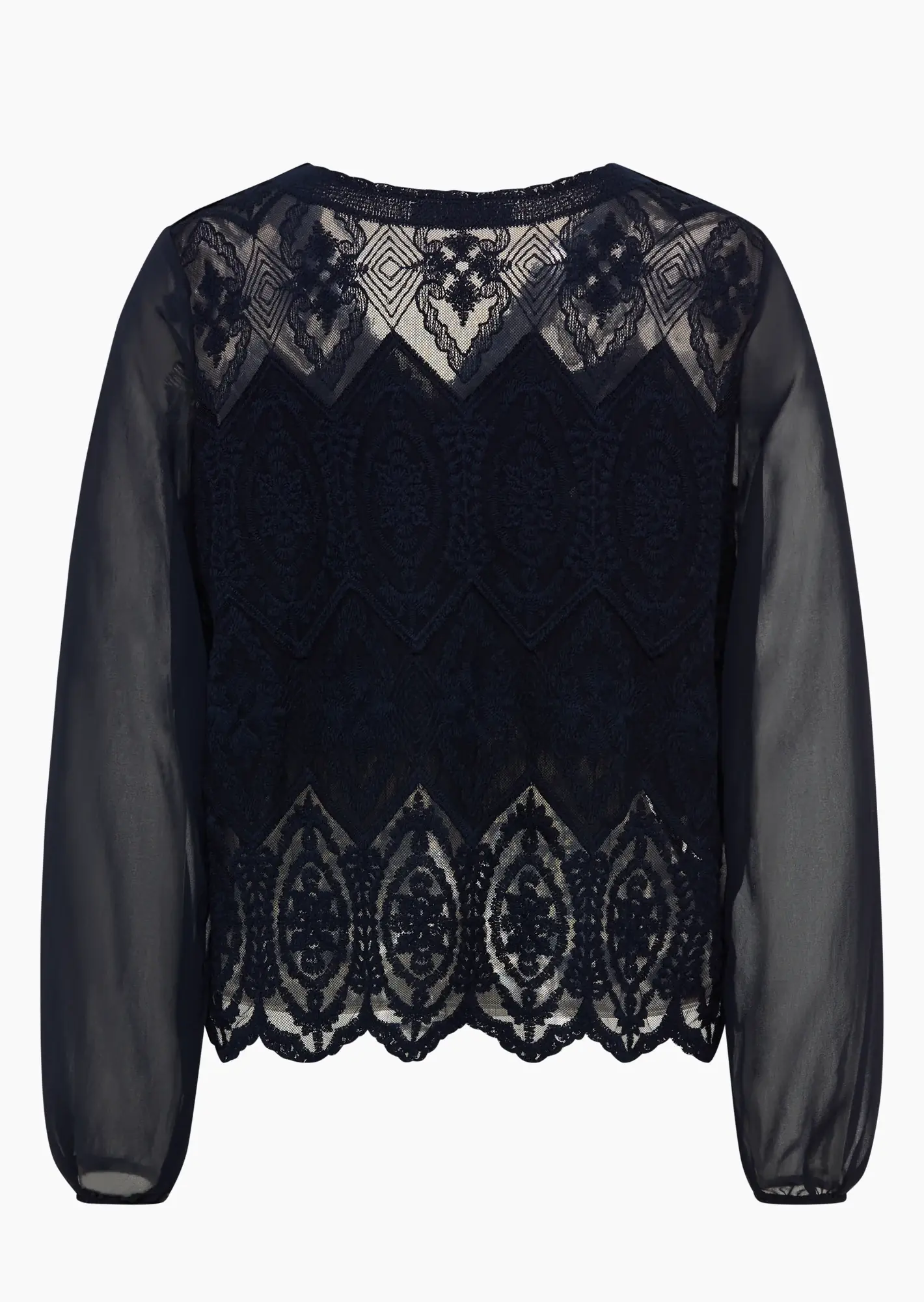 Bluse im Spitzendesign, navy