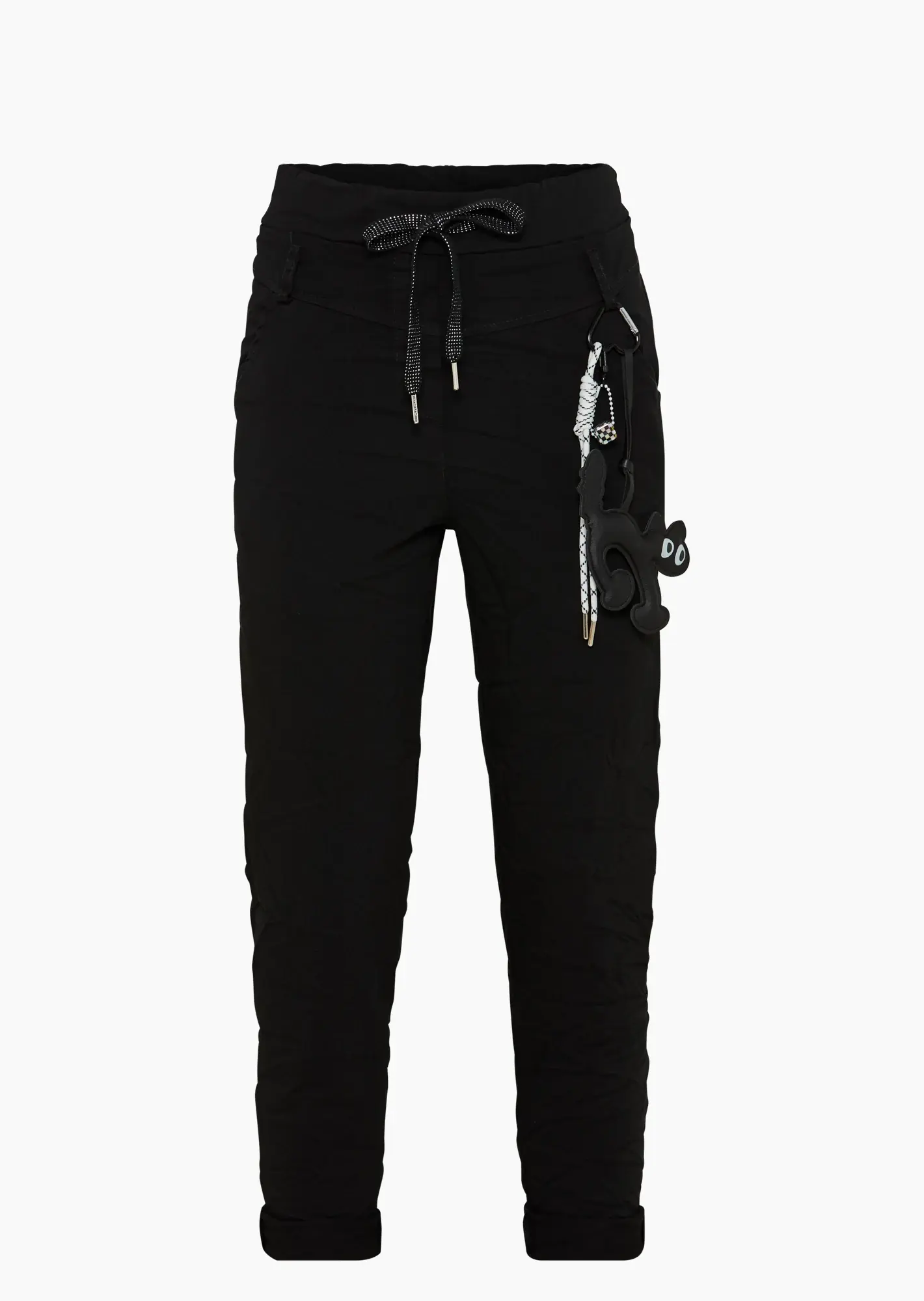 Joggpants mit dekorativem Anhänger, schwarz