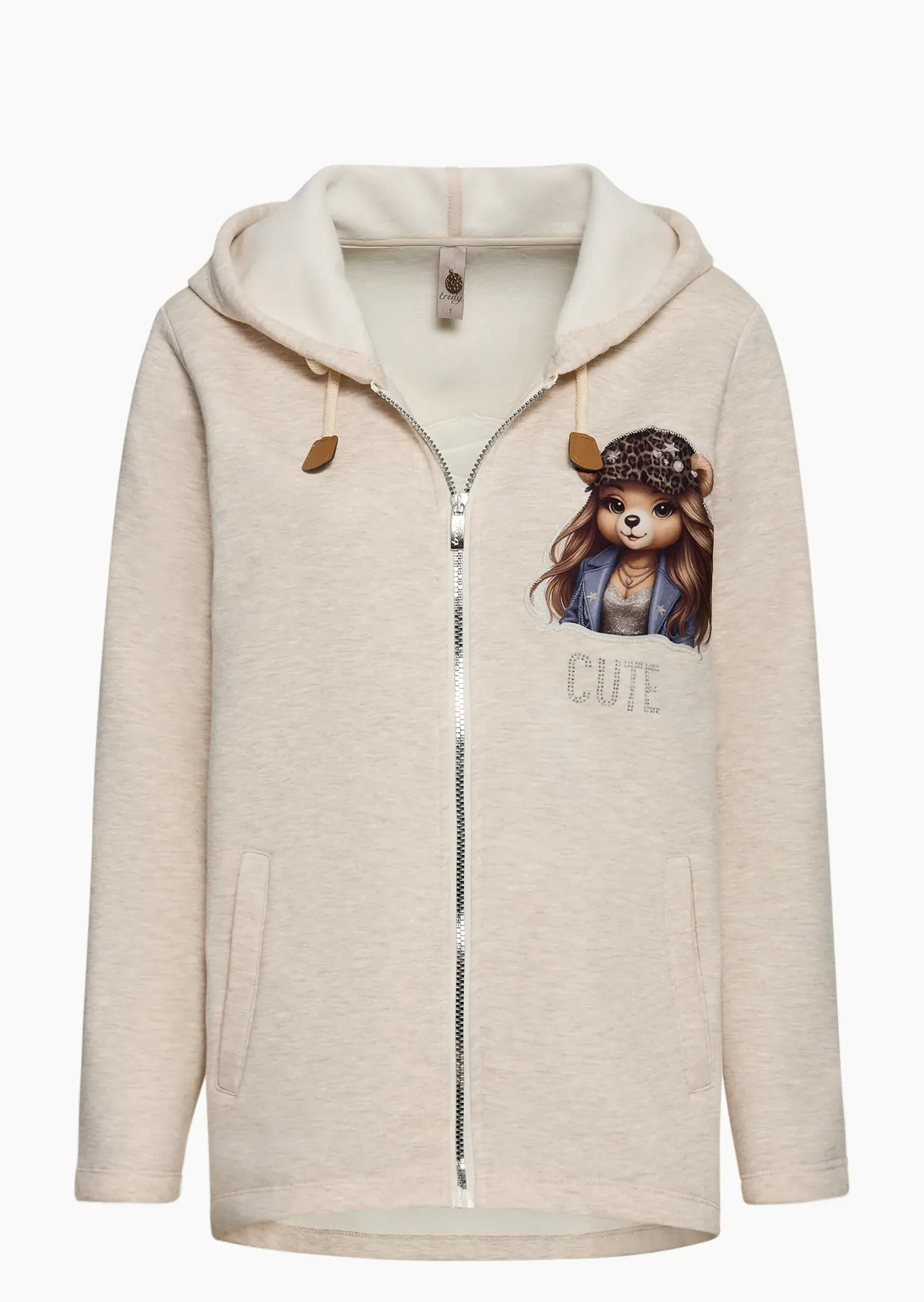 Sweatjacke 'CUTE', sand-melange