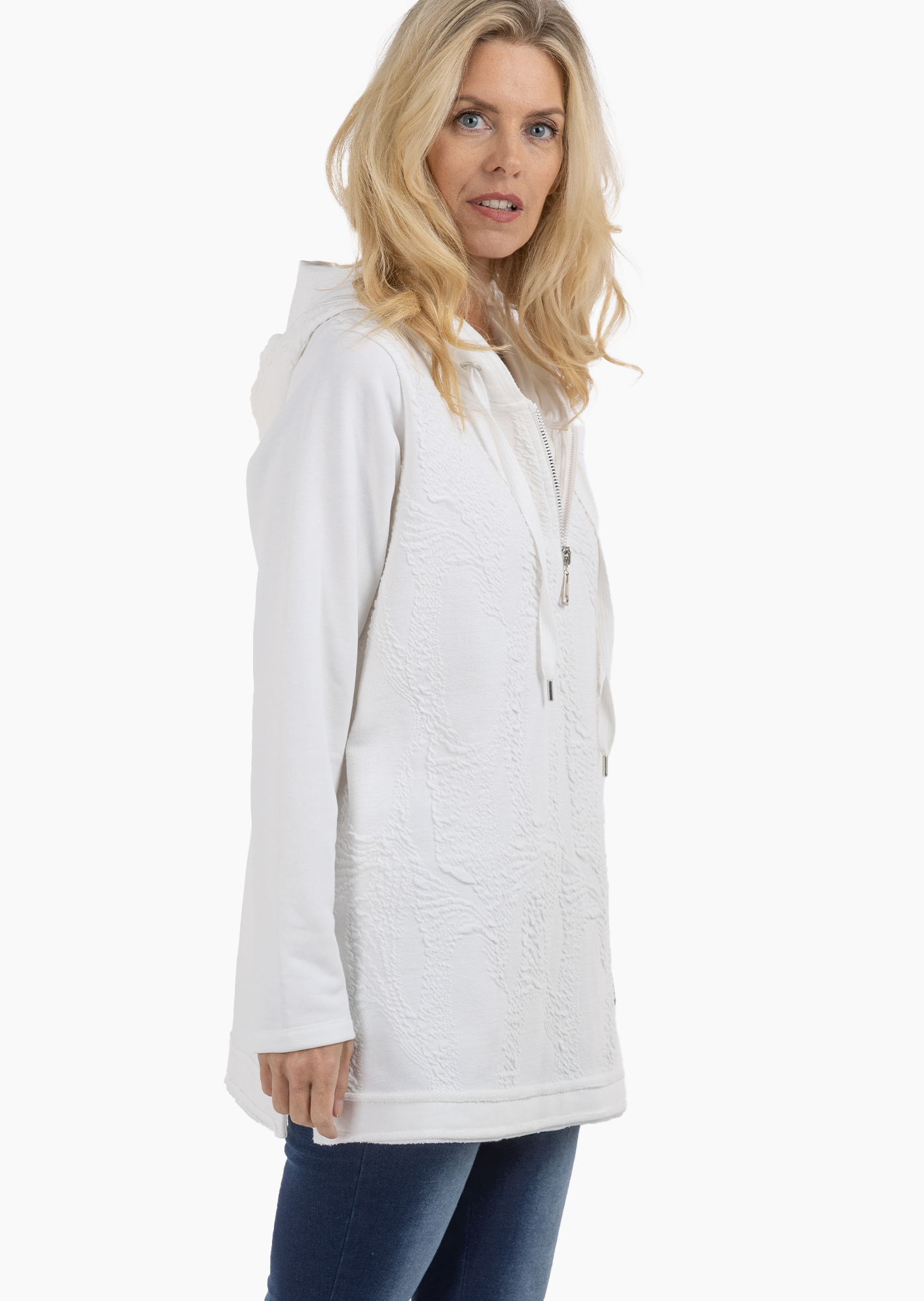 Sweatpullover mit Struktur, offwhite