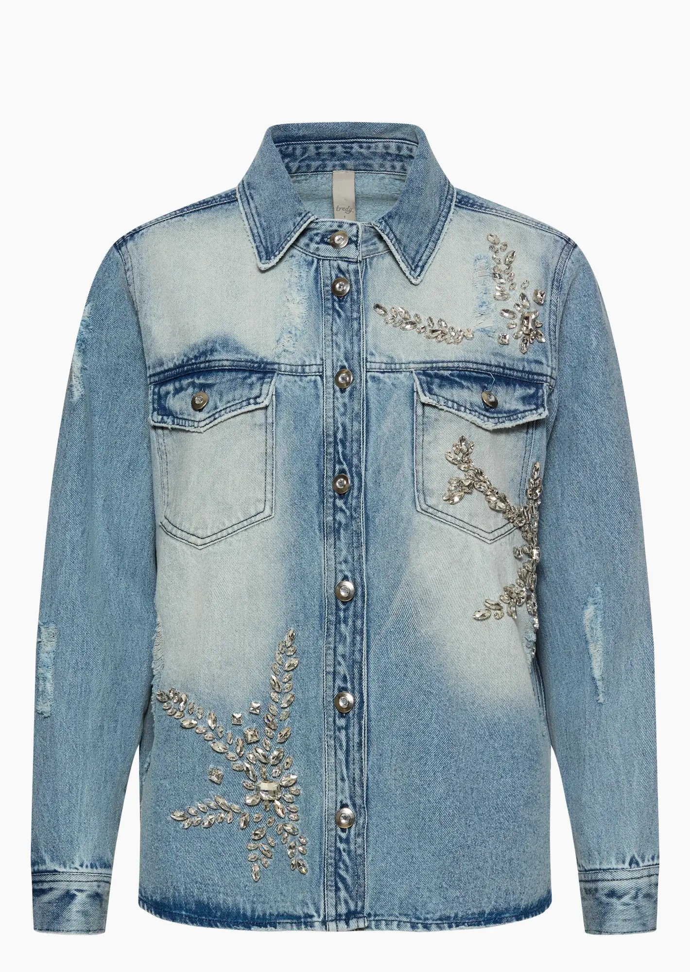 Jeansjacke mit Ziersteinen, light blue denim