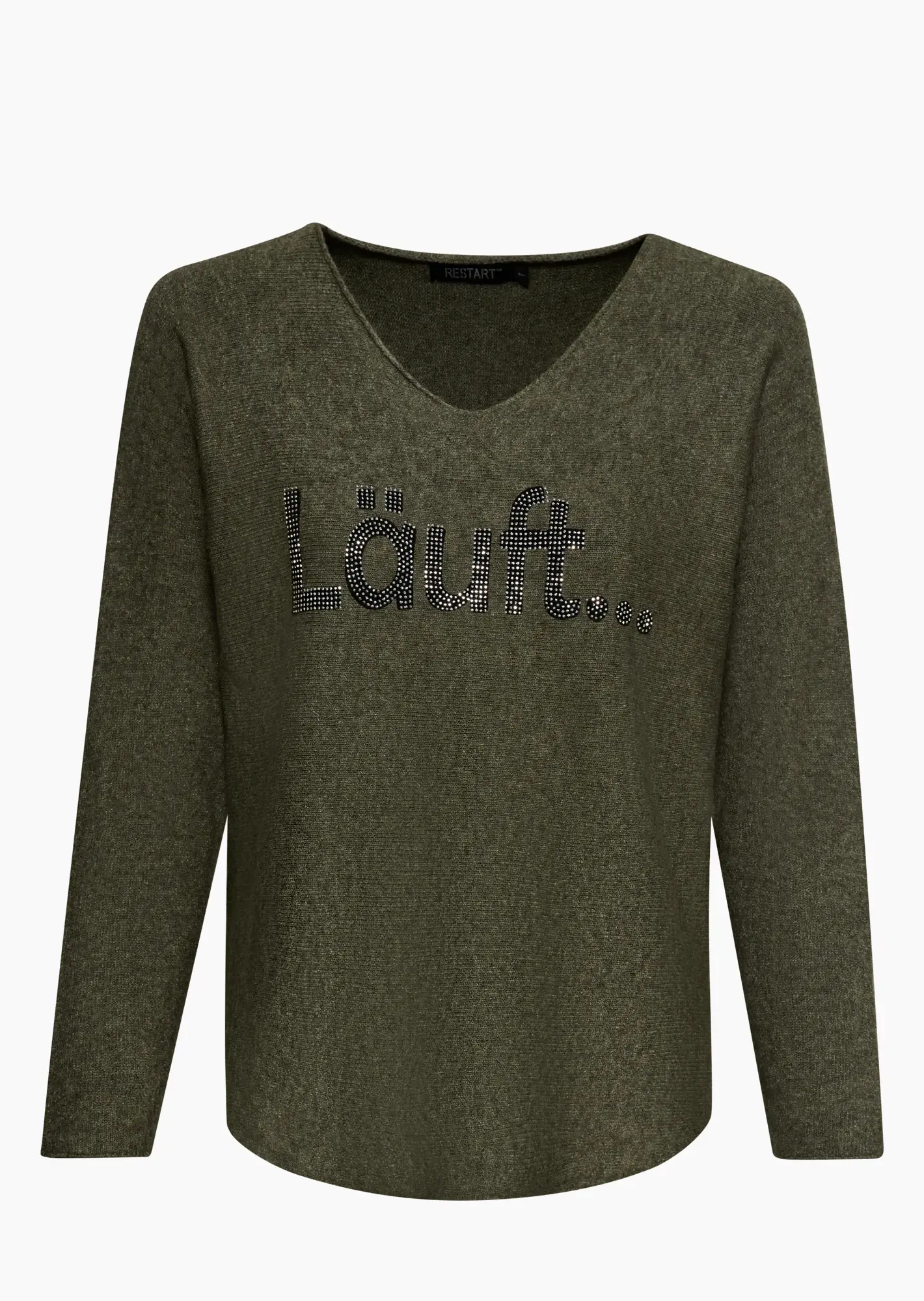 Strickpullover 'Läuft', oliv