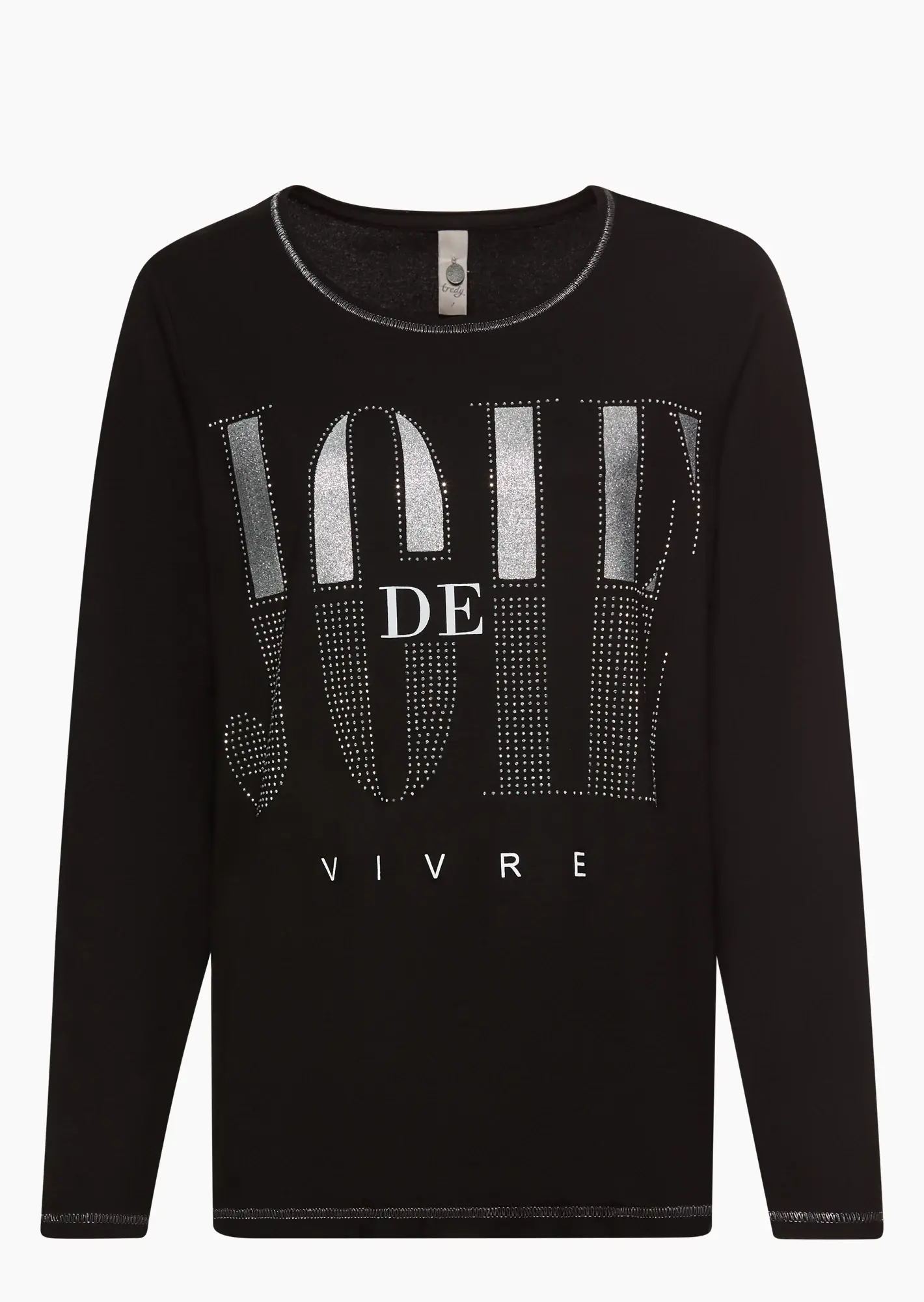 Langarmshirt 'Joie de vivre', schwarz