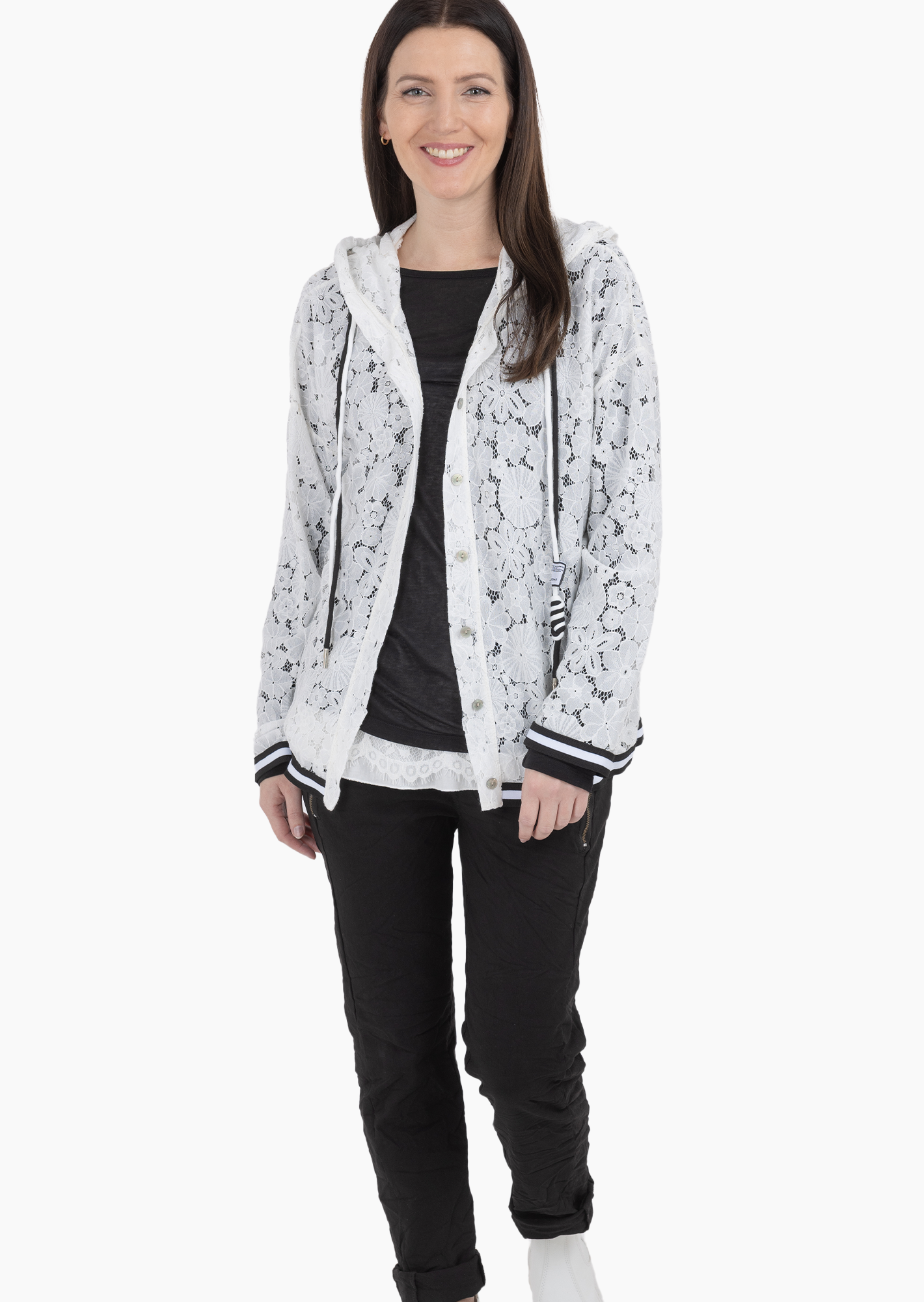 Blusenjacke aus floraler Spitze, offwhite