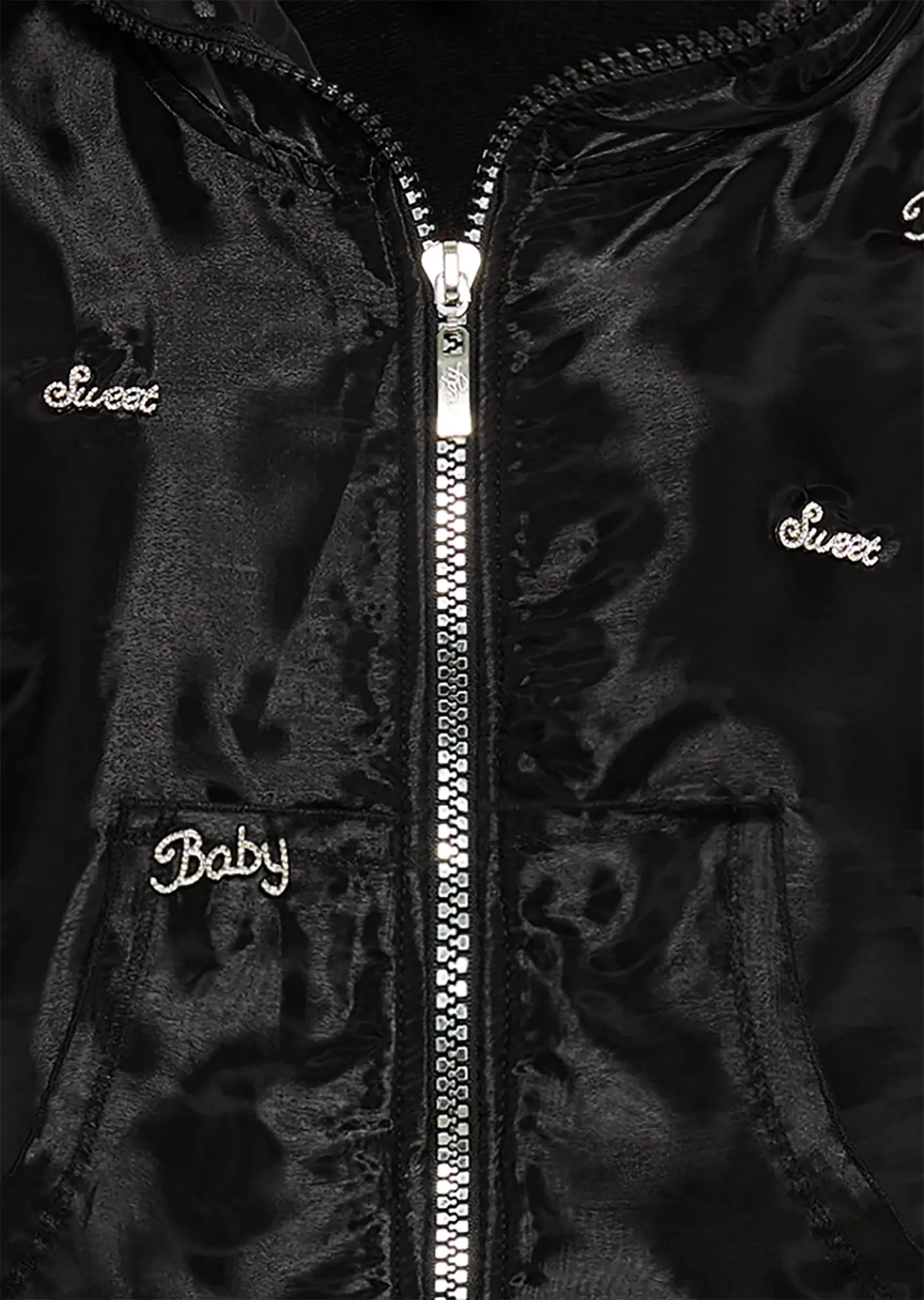 Sweatjacke mit Ziersteindetails, schwarz