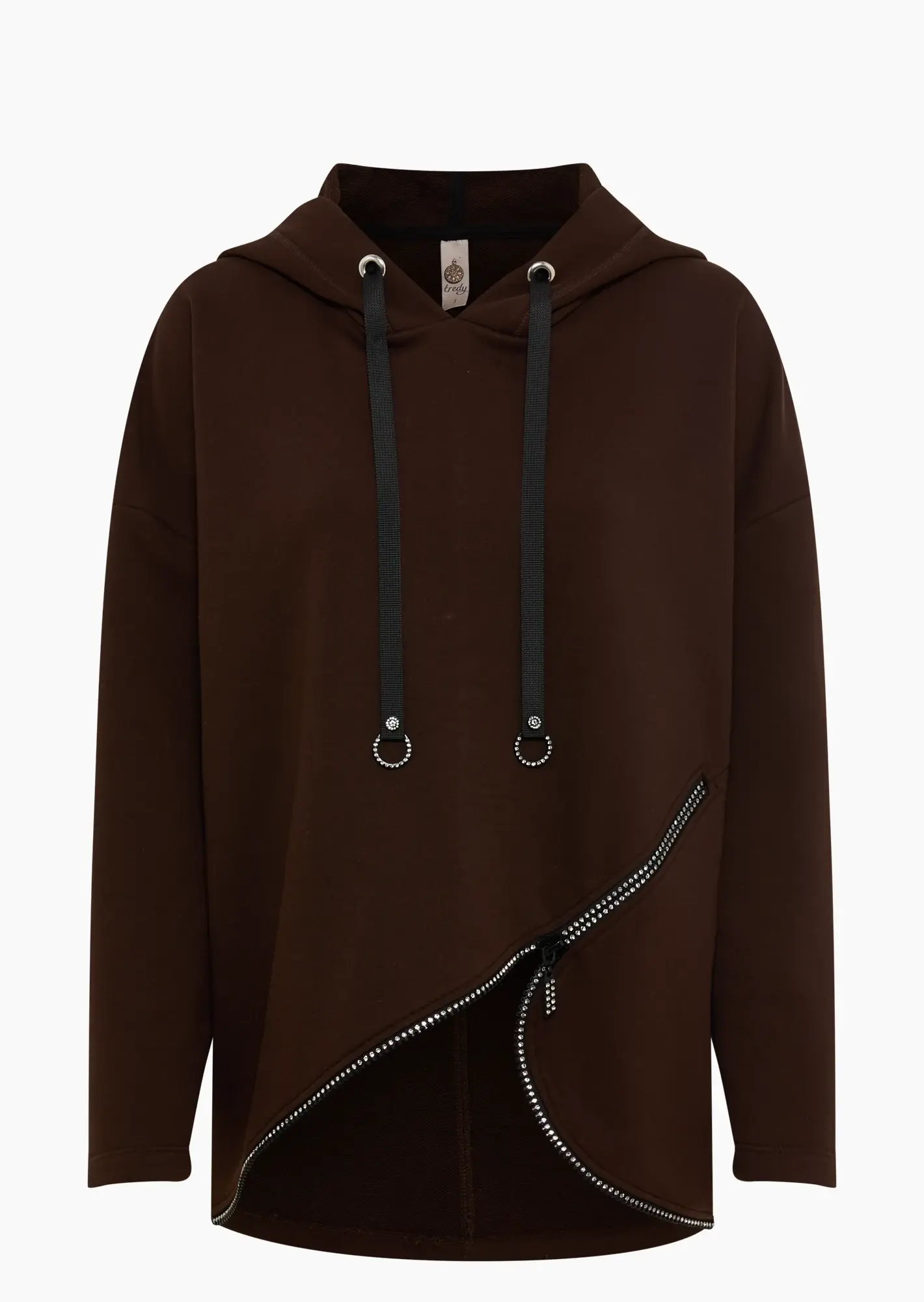 Sweatpullover 'Zipper', mocca