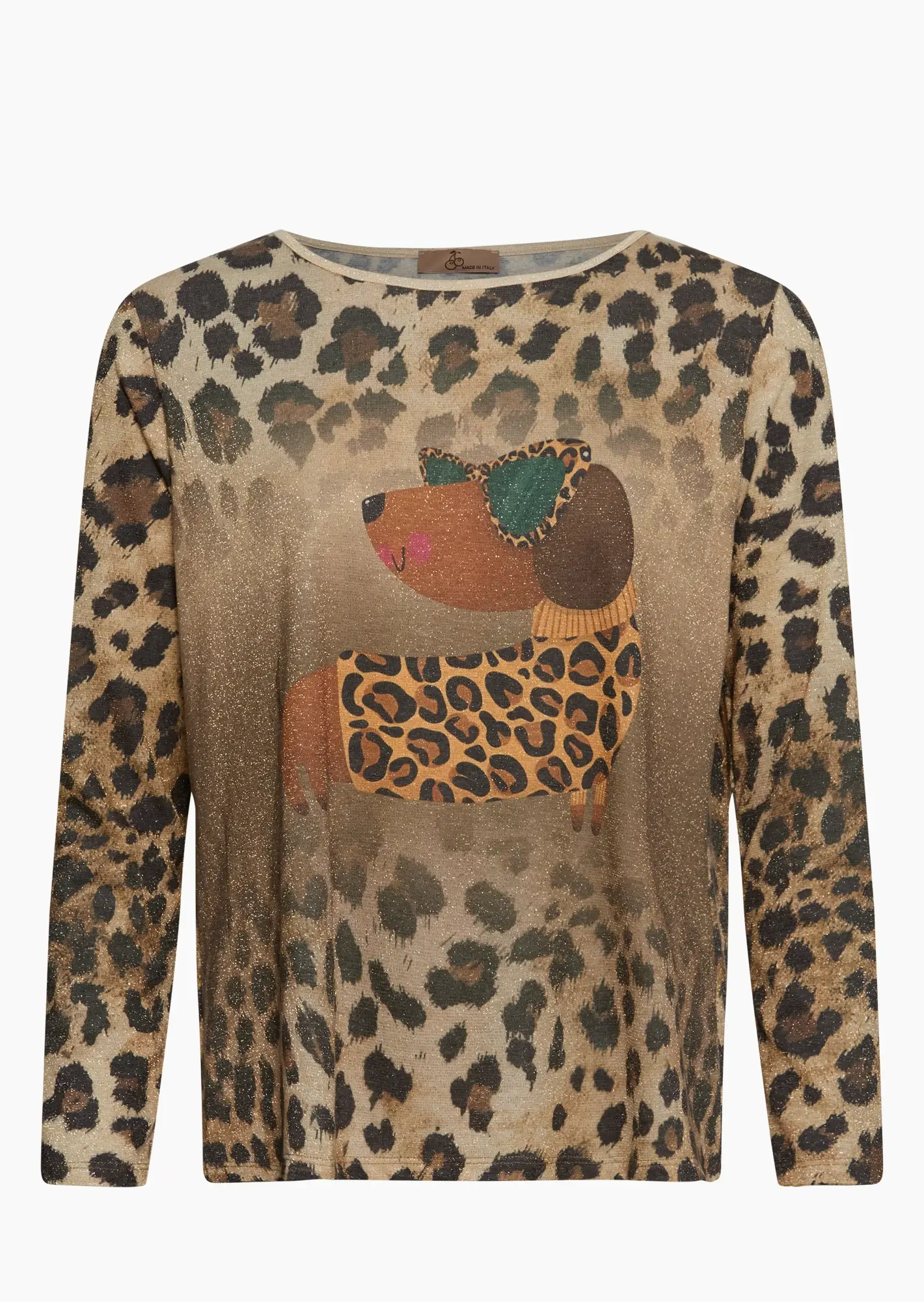 Langarmshirt im Glitzer-Style, sand