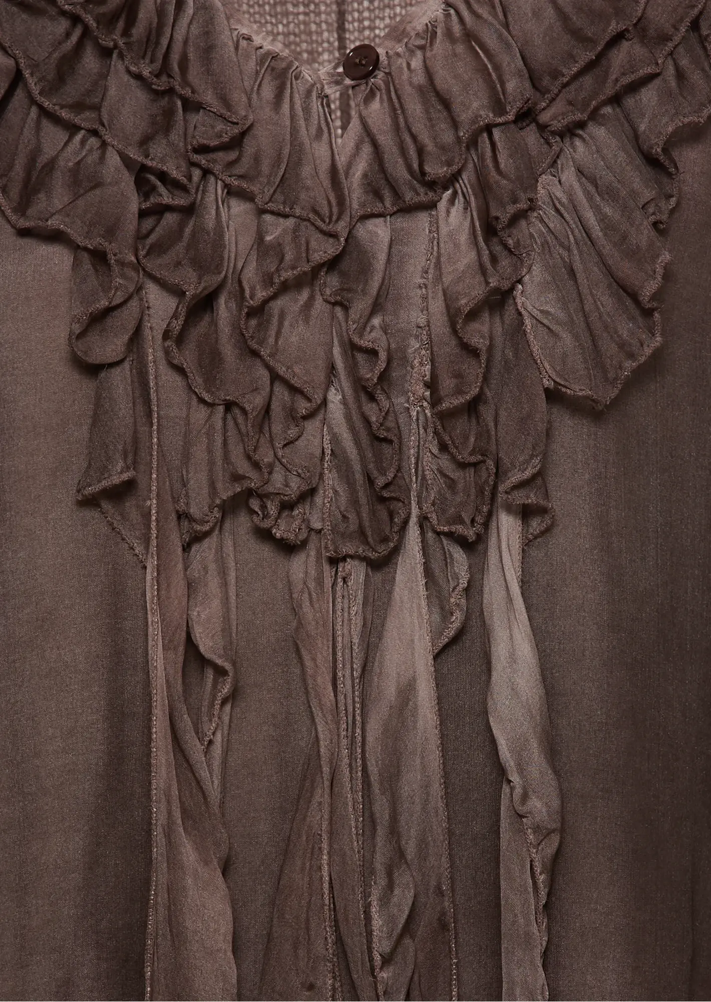 Strickpullover mit Rüschen, mocca