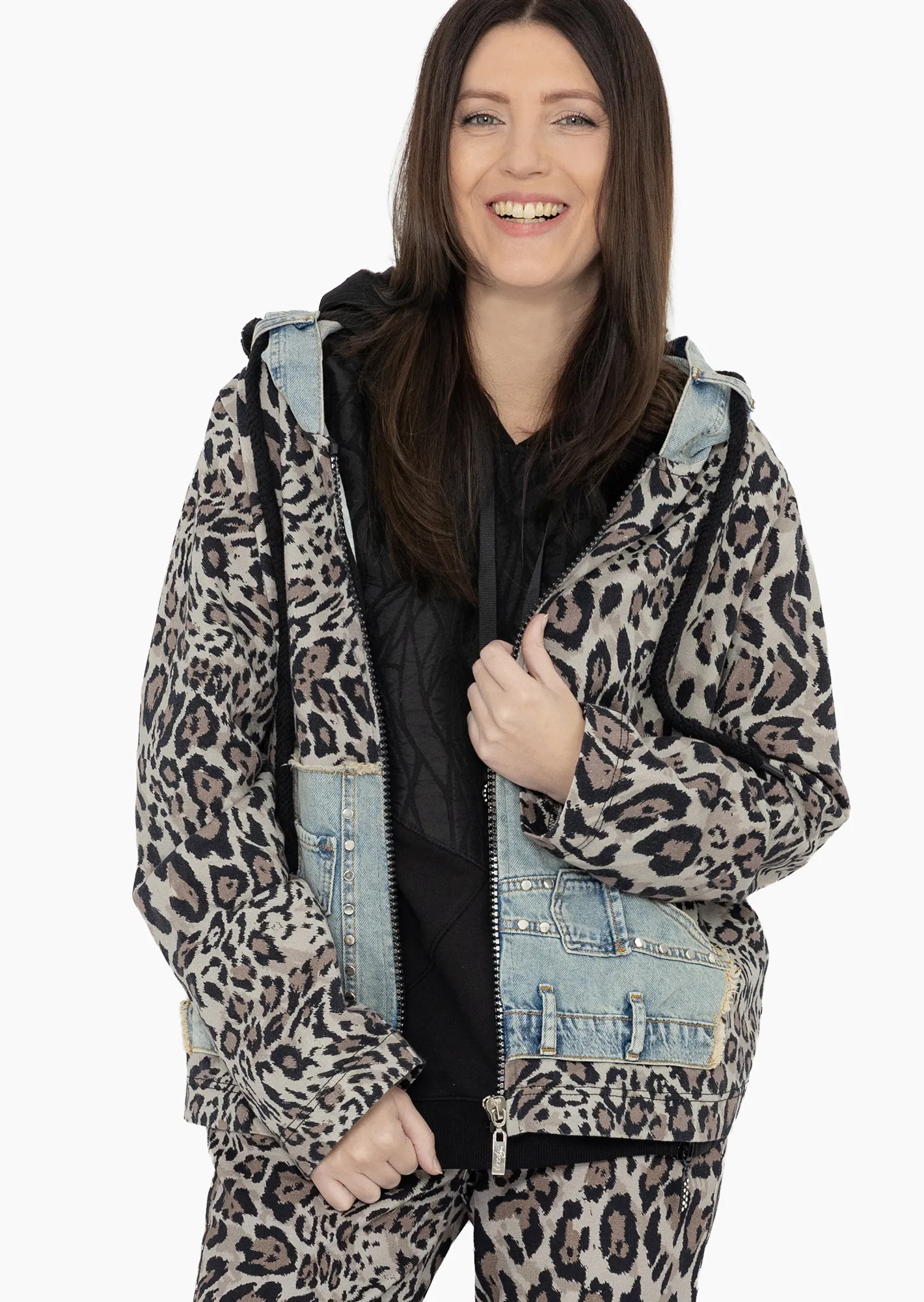 Jeansjacke im Leostyle, crema