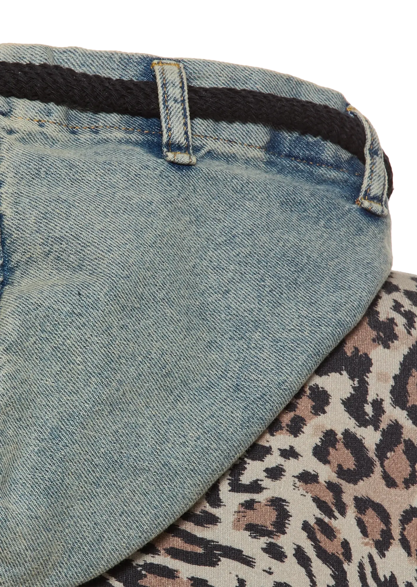 Kleid im Leo-& Jeansstyle, crema