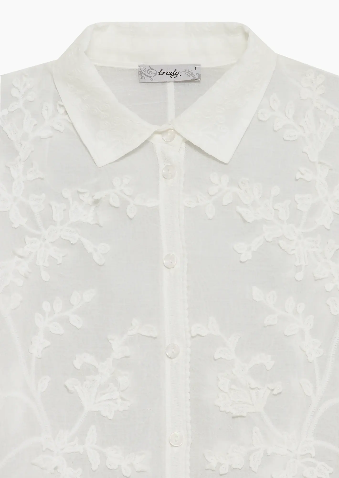 gecrashte Bluse mit Stickerei, weiß