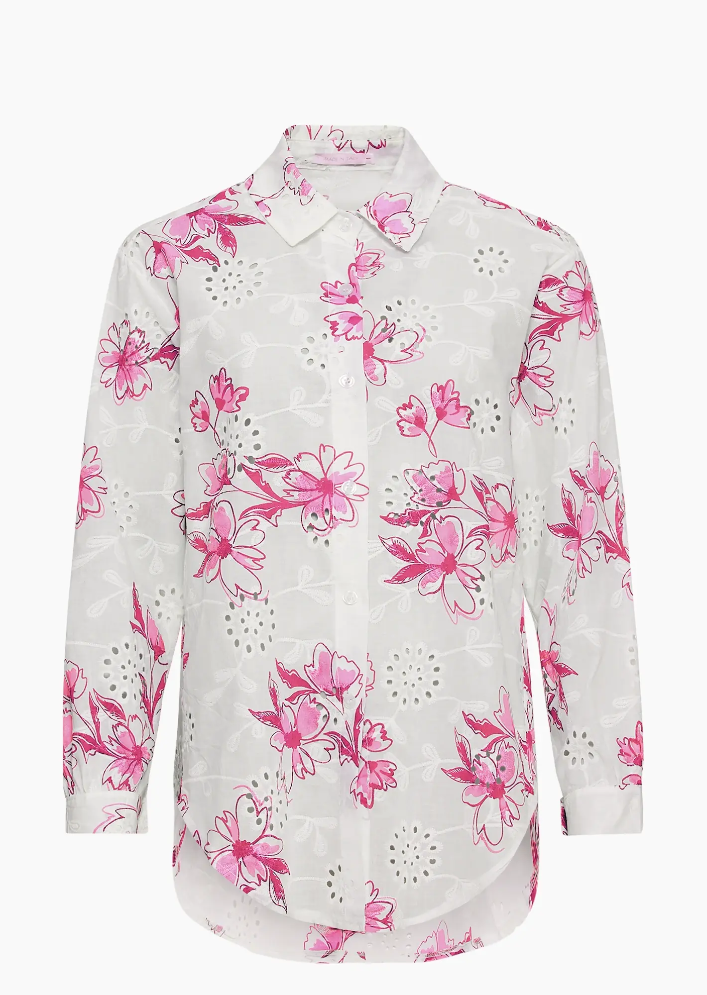 Bluse mit Lochstickerei, pink